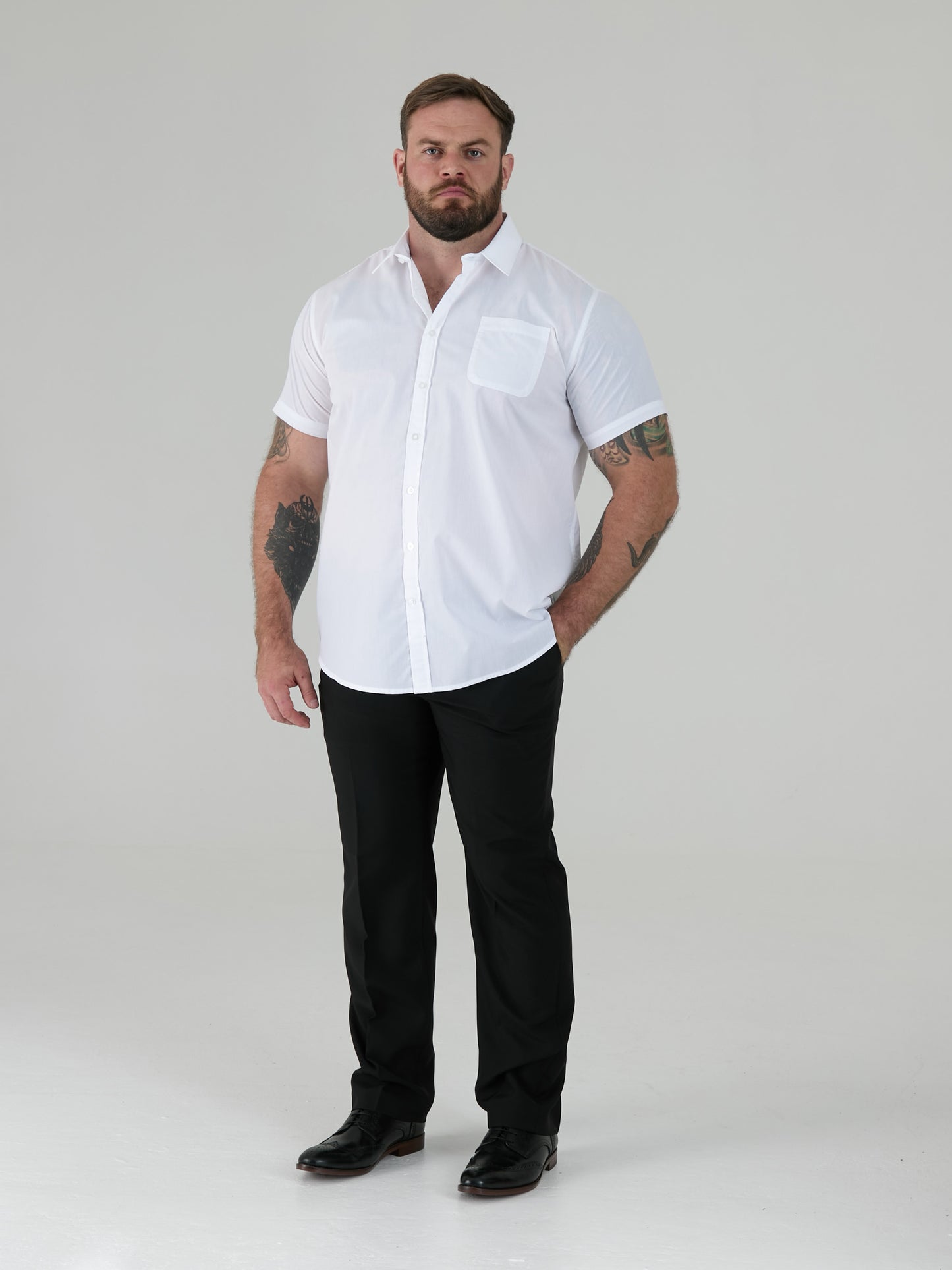 DELMAR -D555 White Short Sleeve Easy Iron Classic Regular Shirt with Pocket