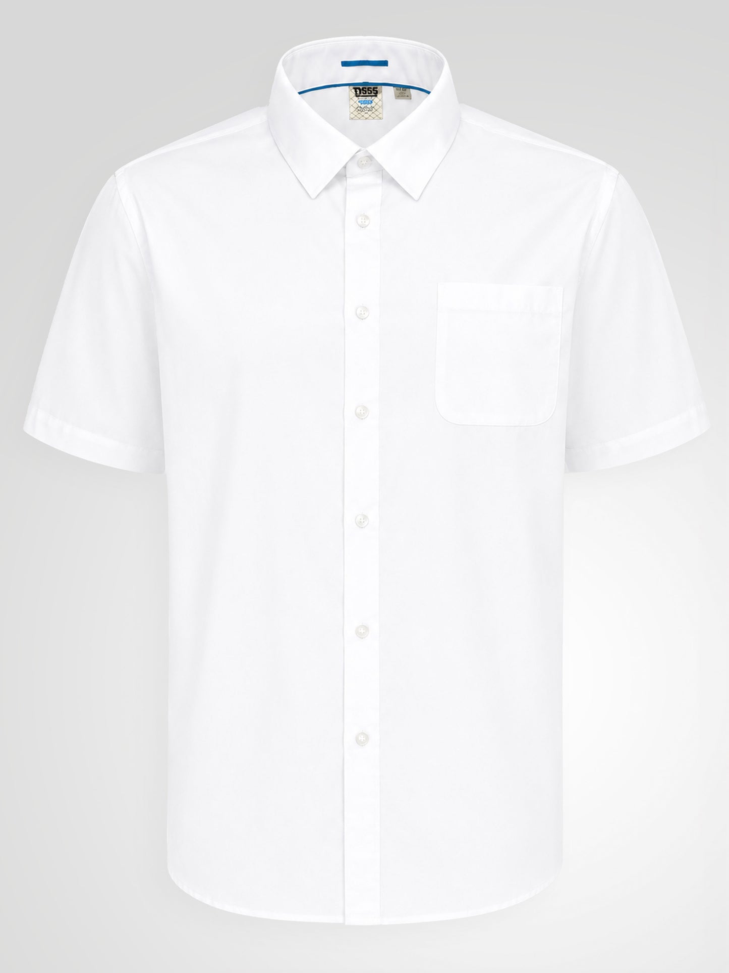 DELMAR -D555 White Short Sleeve Easy Iron Classic Regular Shirt with Pocket