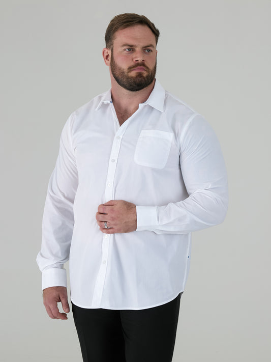 AIDEN -D555 White Long Sleeve Easy Iron Classic Regular Shirt with Pocket
