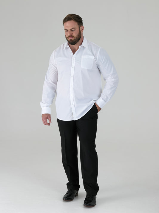 AIDEN -D555 White Long Sleeve Easy Iron Classic Regular Shirt with Pocket