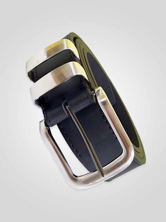 NOAH -D555 Black Double Metal Loop Fashion Belt 3.8Cm Width