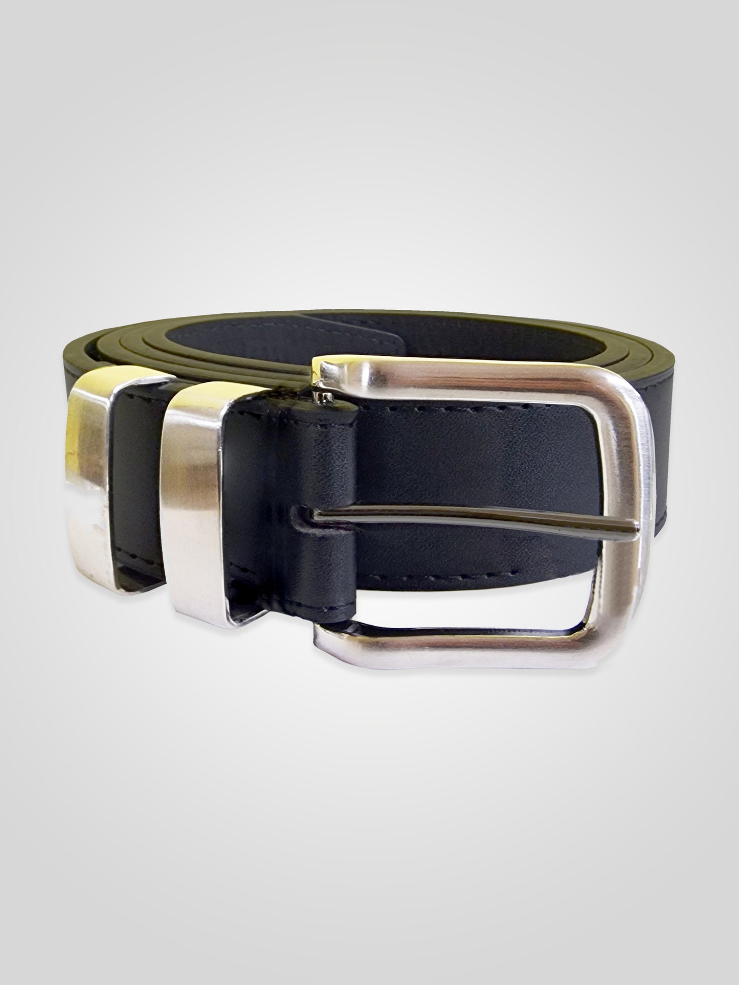 NOAH -D555 Black Double Metal Loop Fashion Belt 3.8Cm Width