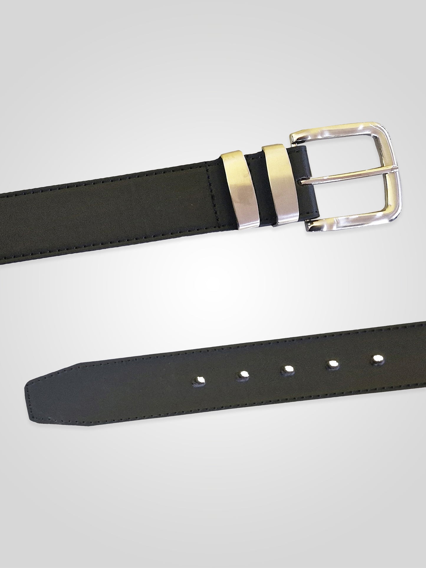 NOAH -D555 Black Double Metal Loop Fashion Belt 3.8Cm Width