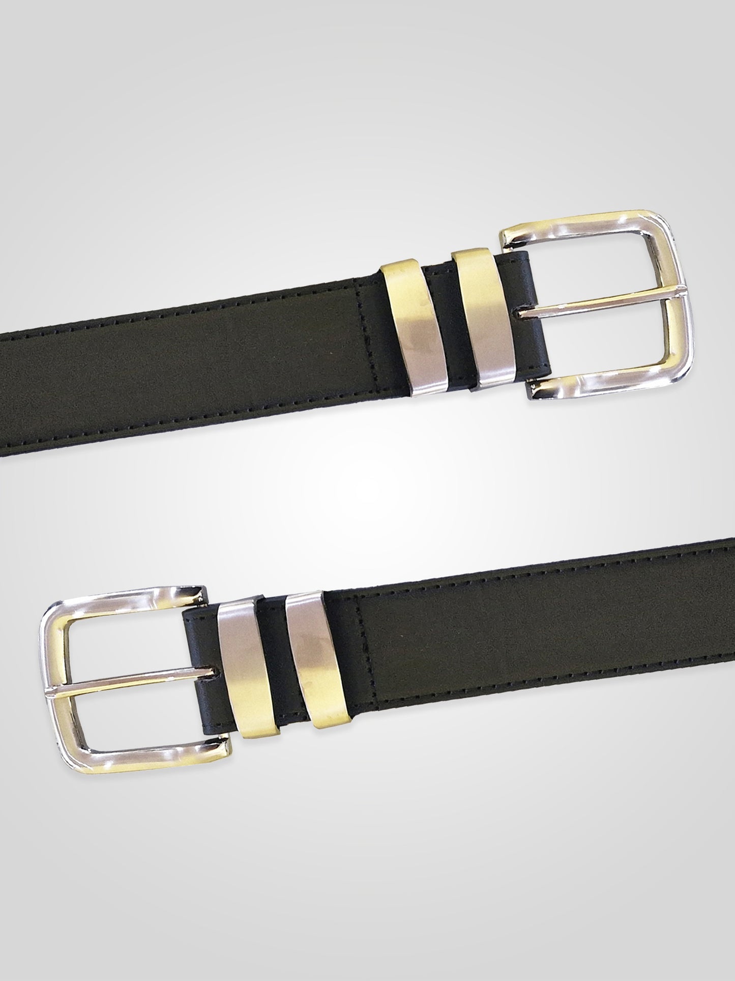 NOAH -D555 Black Double Metal Loop Fashion Belt 3.8Cm Width