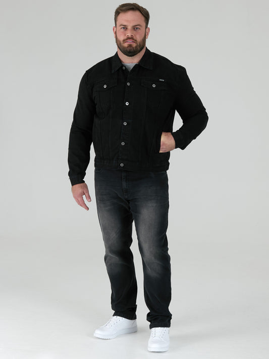 TRUCKER -DUKE Black Western Style Trucker Denim Jacket