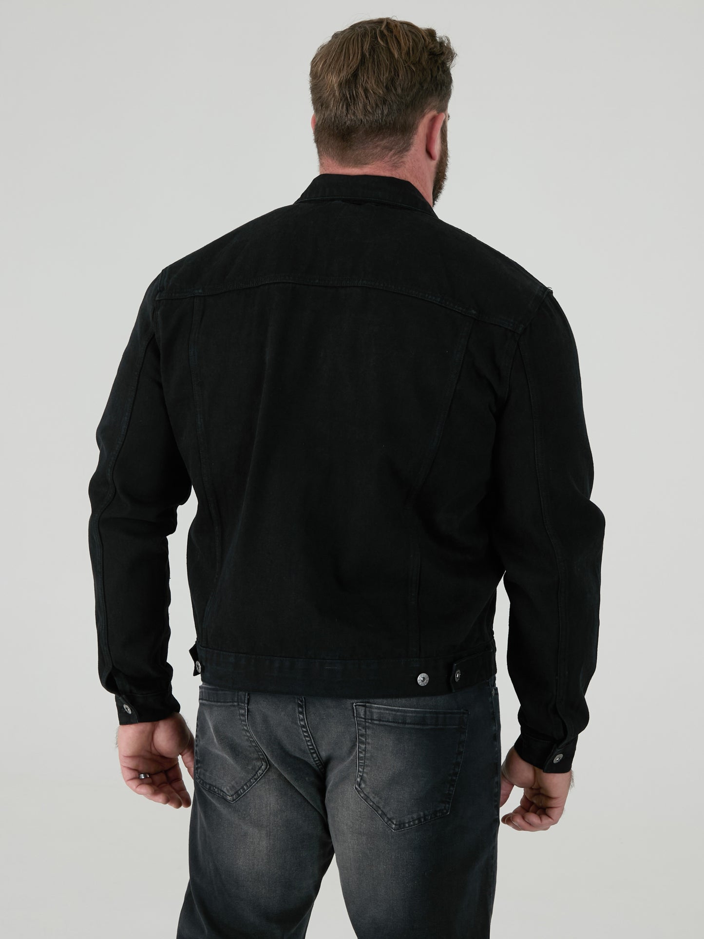 TRUCKER -DUKE Black Western Style Trucker Denim Jacket