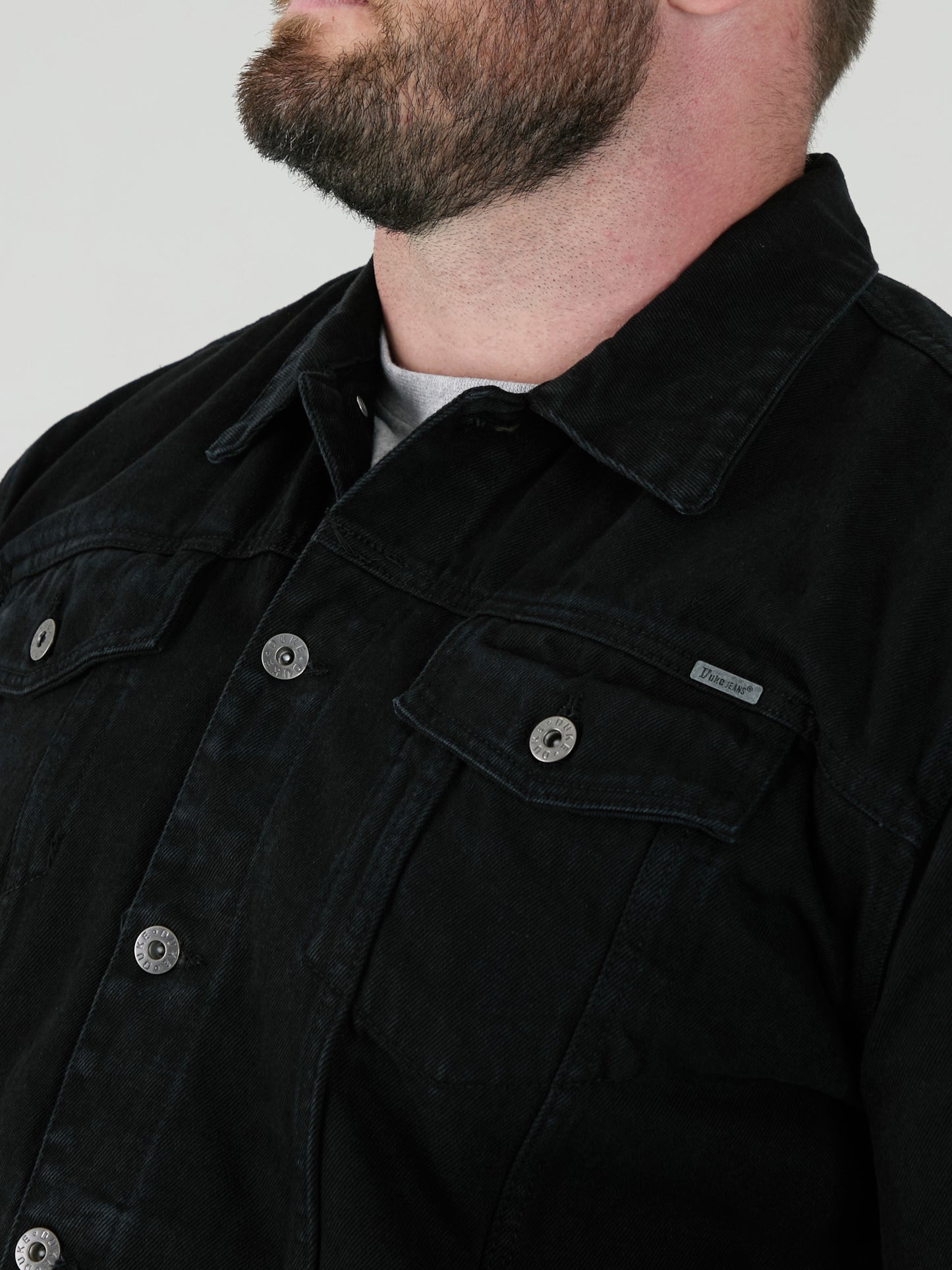 TRUCKER -DUKE Black Western Style Trucker Denim Jacket