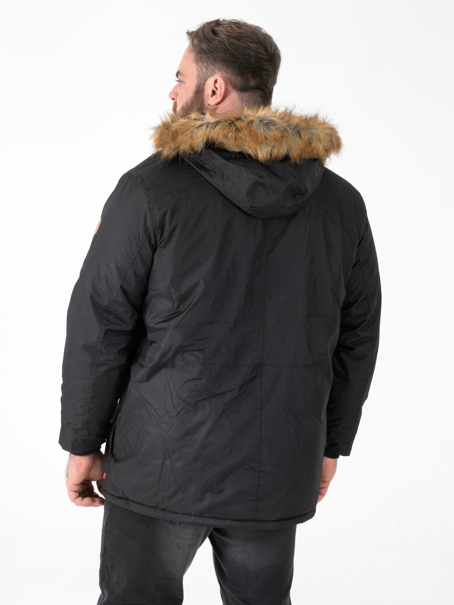 LOVETT -D555 Black Parka Style Jacket with Detachable Fur