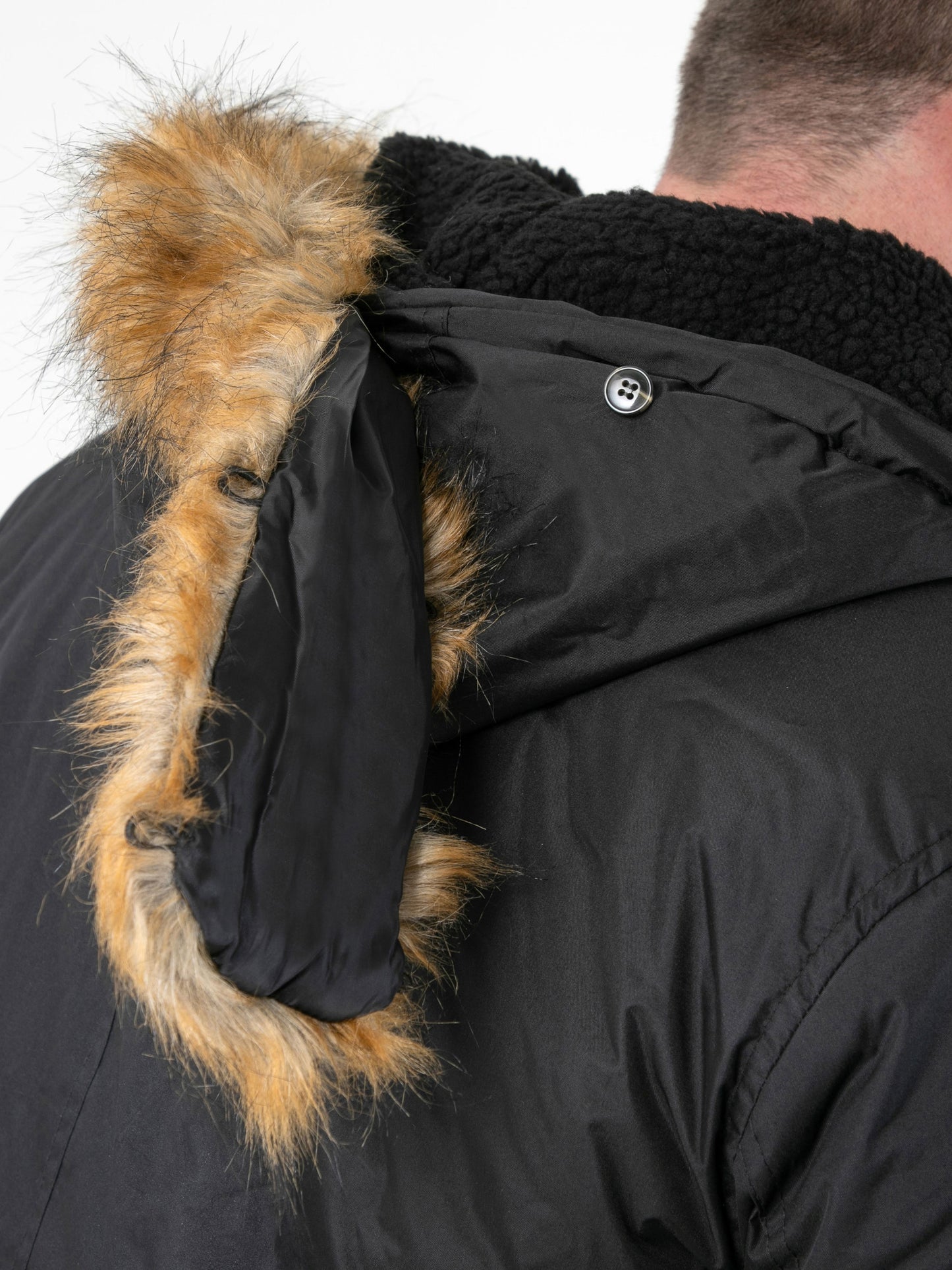 LOVETT -D555 Black Parka Style Jacket with Detachable Fur