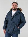 LOVETT -D555 Navy Blue Parka Style Jacket with Detachable Fur