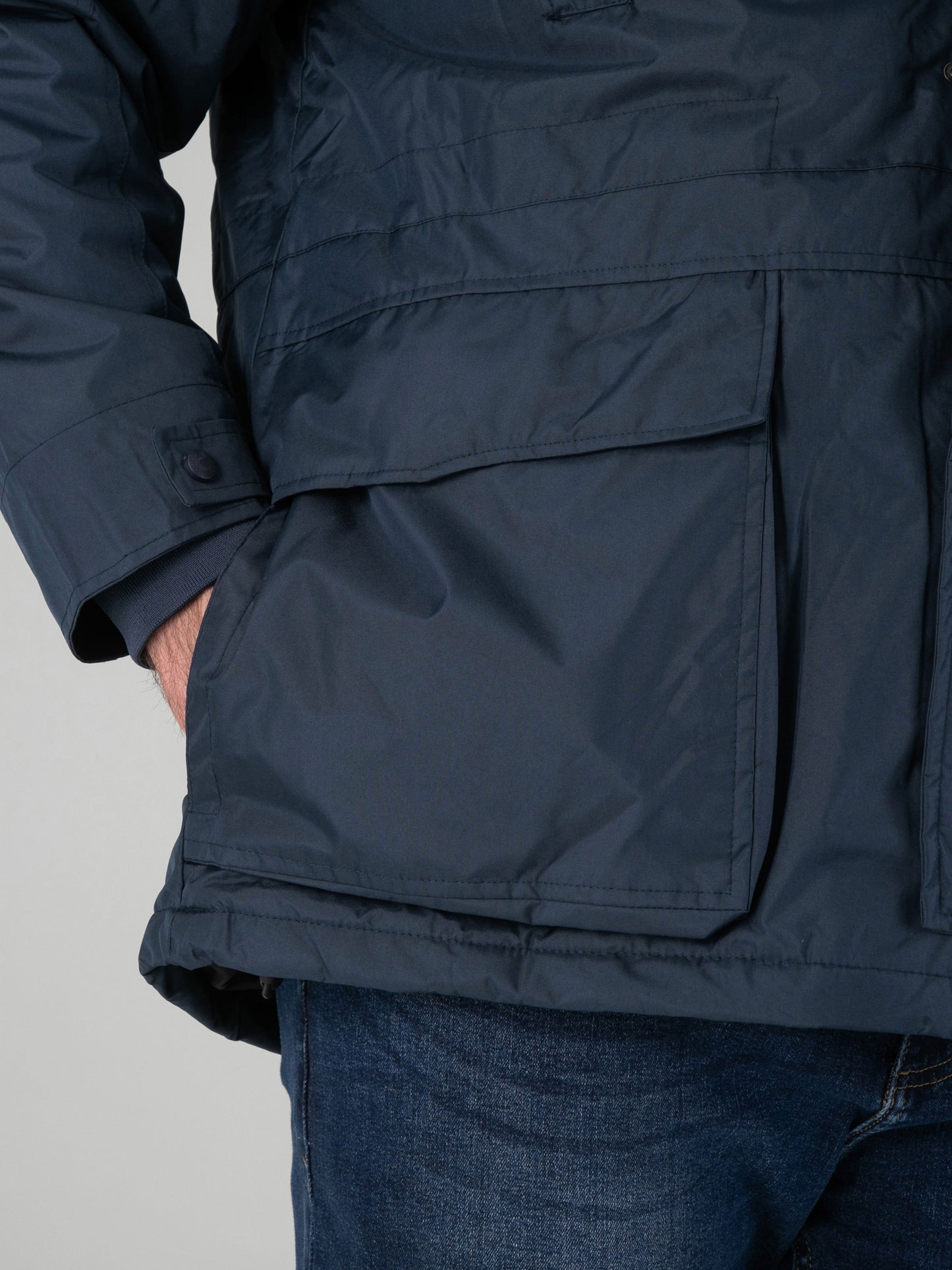 LOVETT -D555 Navy Blue Parka Style Jacket with Detachable Fur