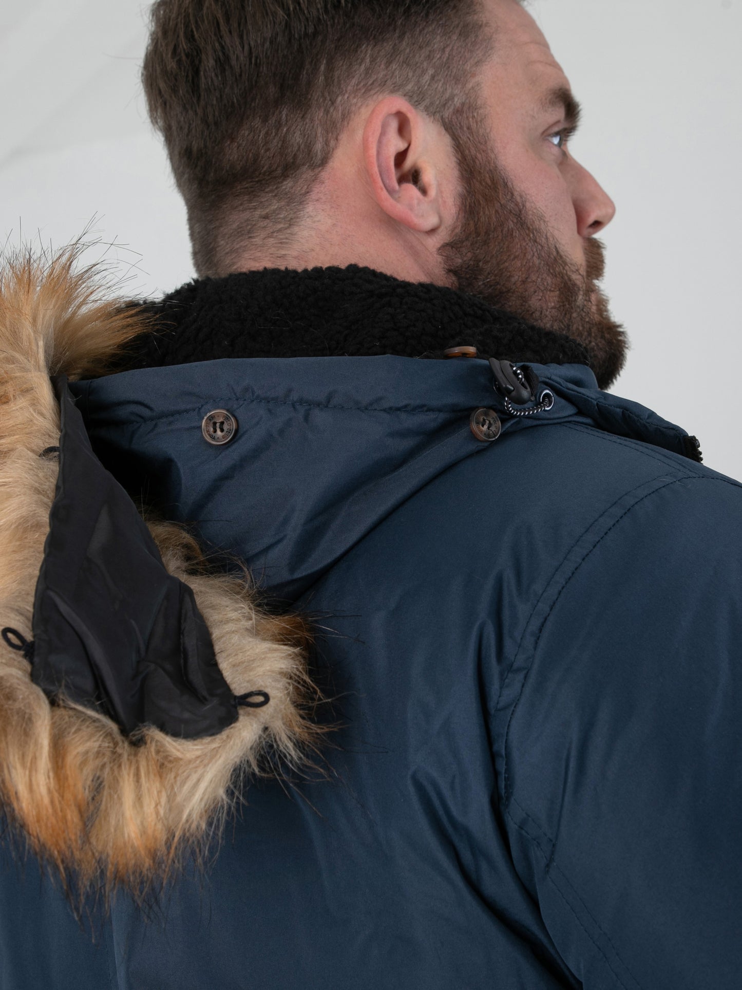 LOVETT -D555 Navy Blue Parka Style Jacket with Detachable Fur