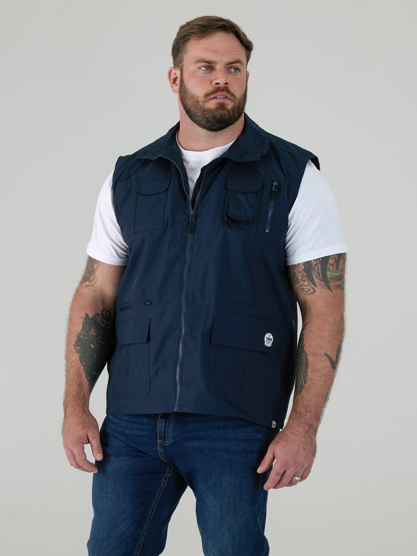 ENZO -D555 Navy Blue Multi Pocket Waistcoat