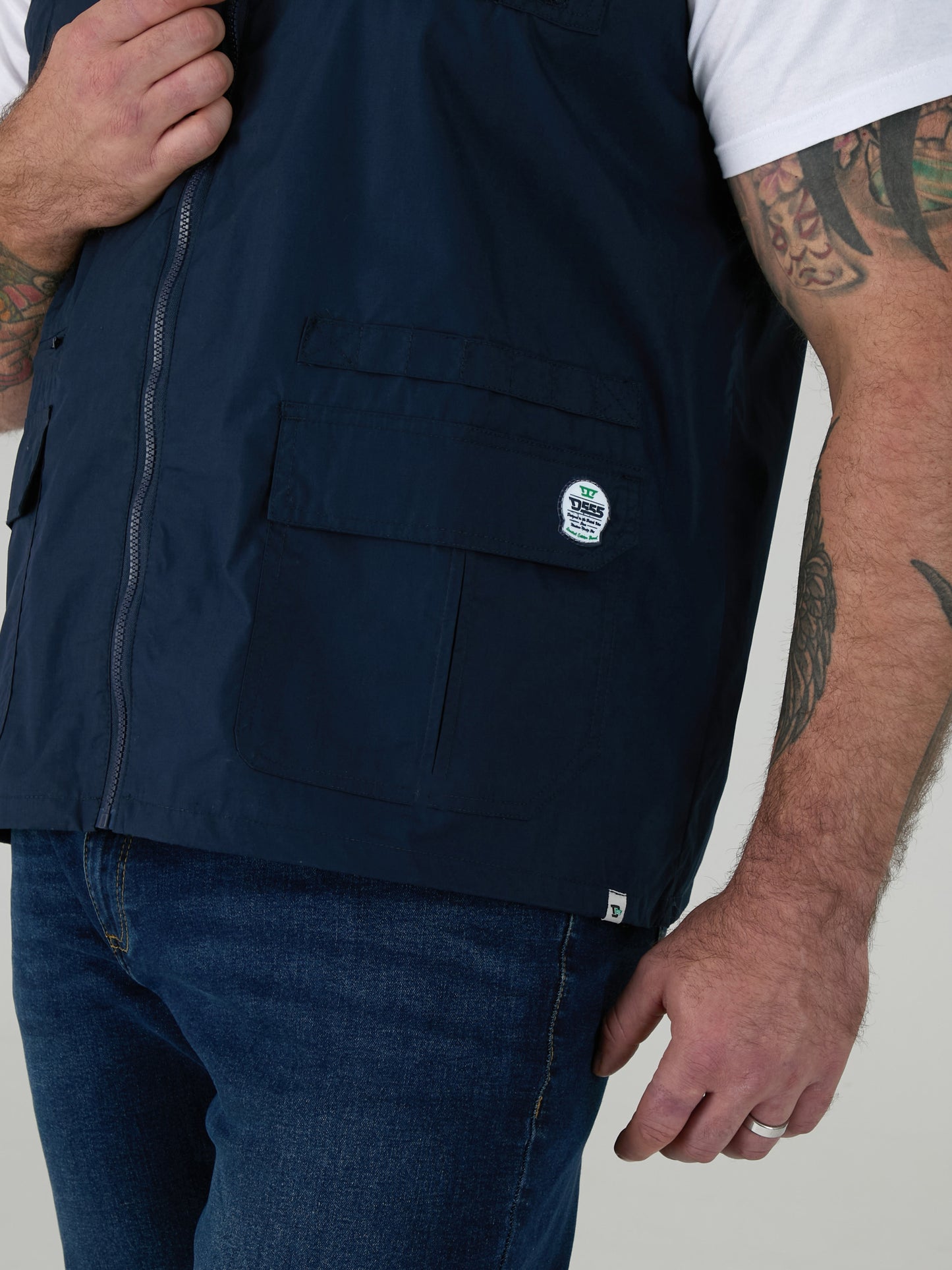 ENZO -D555 Navy Blue Multi Pocket Waistcoat