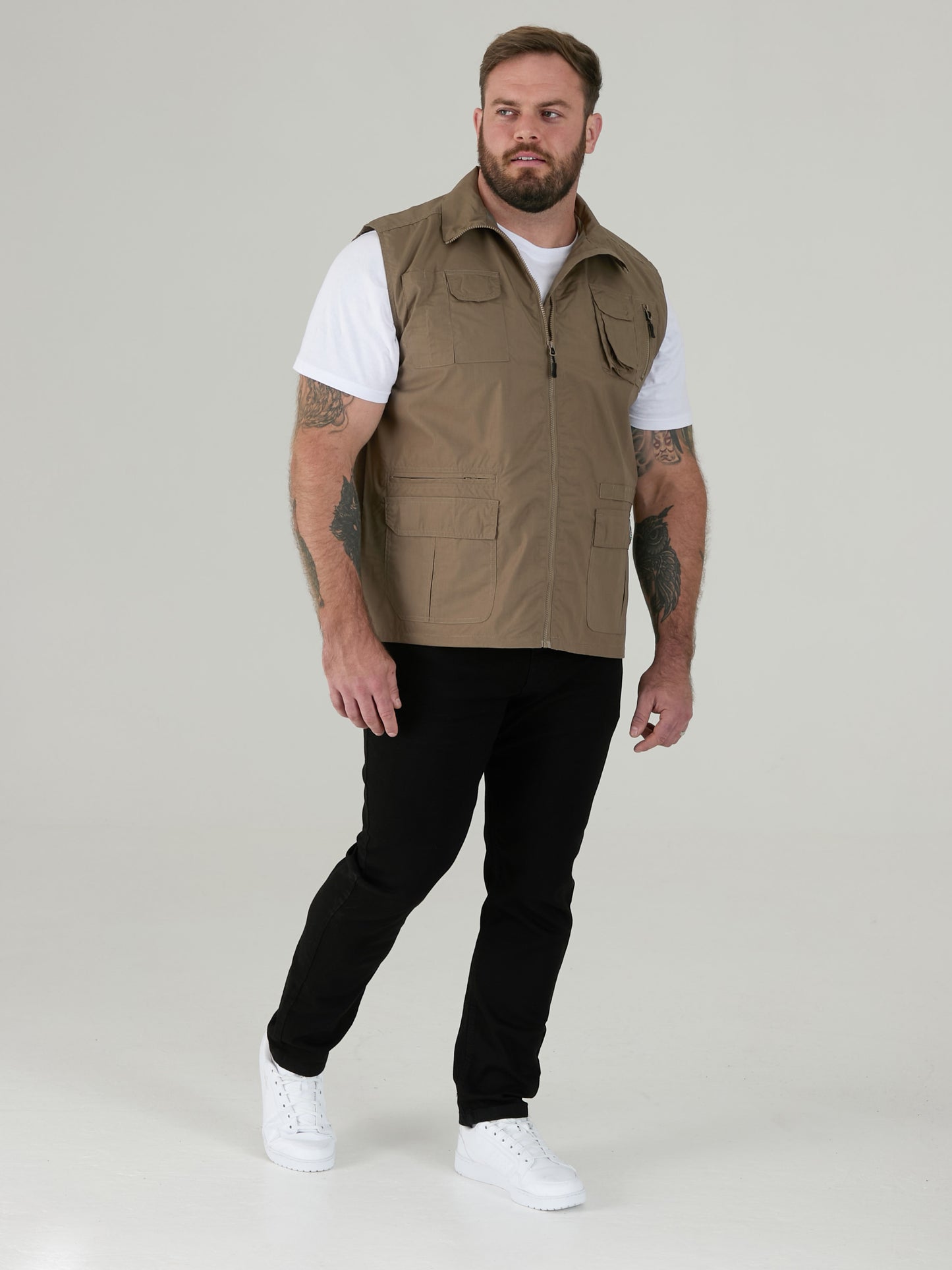 ENZO -D555 Walnut Brown Multi Pocket Waistcoat