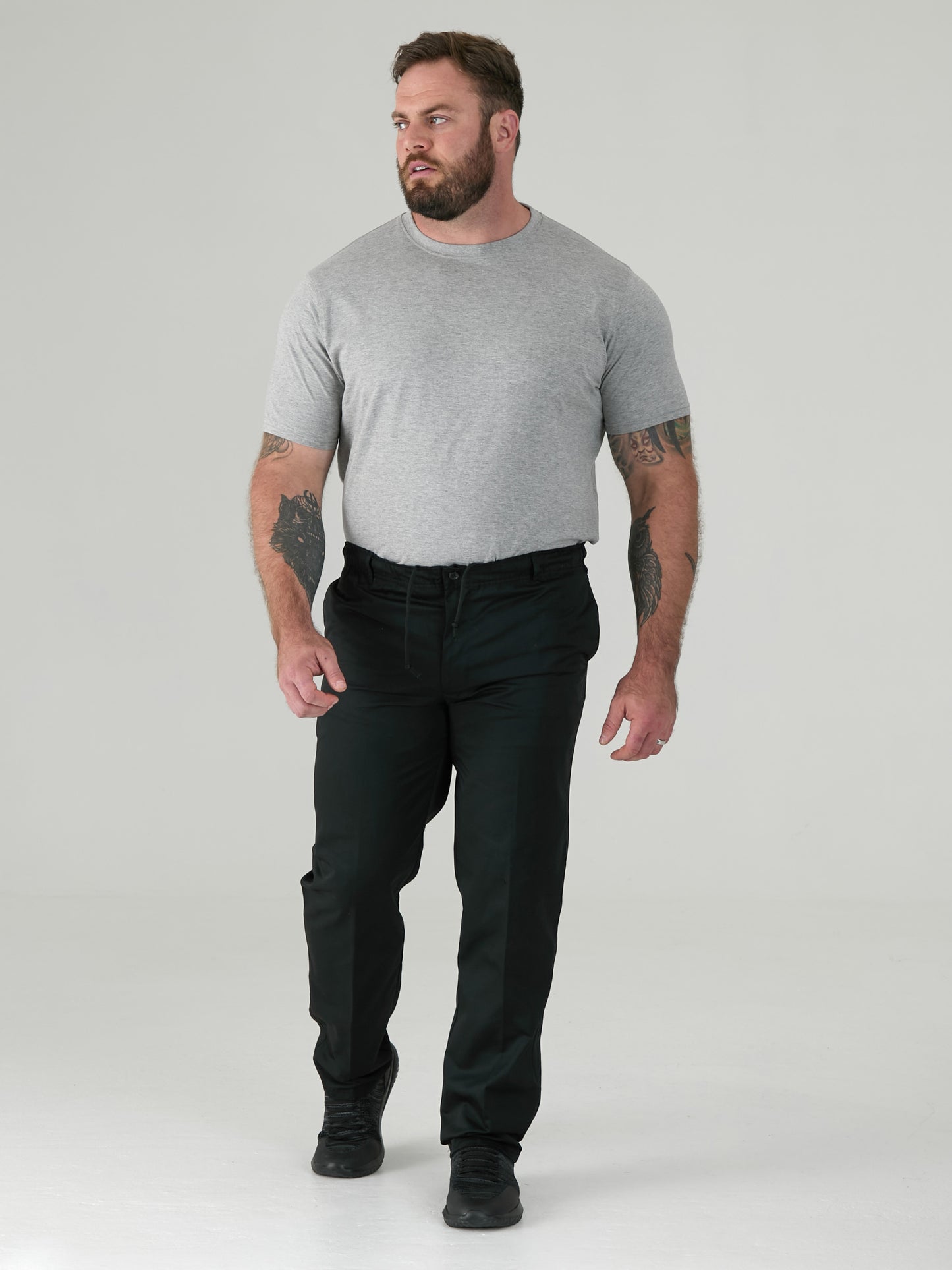 BASILIO -D555 Black Full Elastic Waist Rugby Trouser