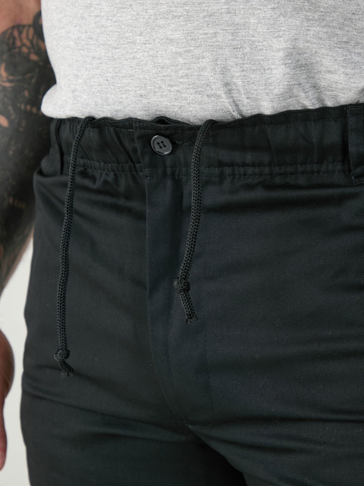 BASILIO -D555 Black Full Elastic Waist Rugby Trouser