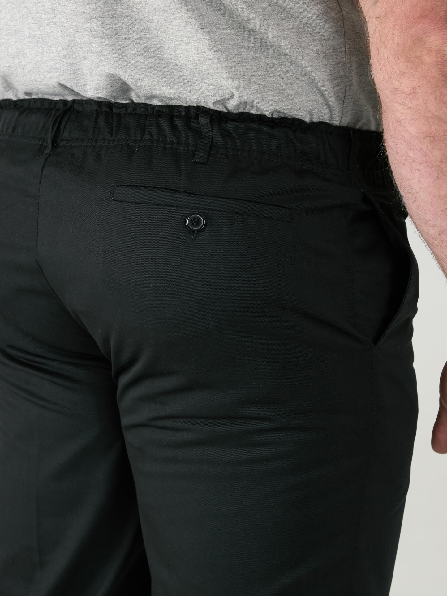 BASILIO -D555 Black Full Elastic Waist Rugby Trouser