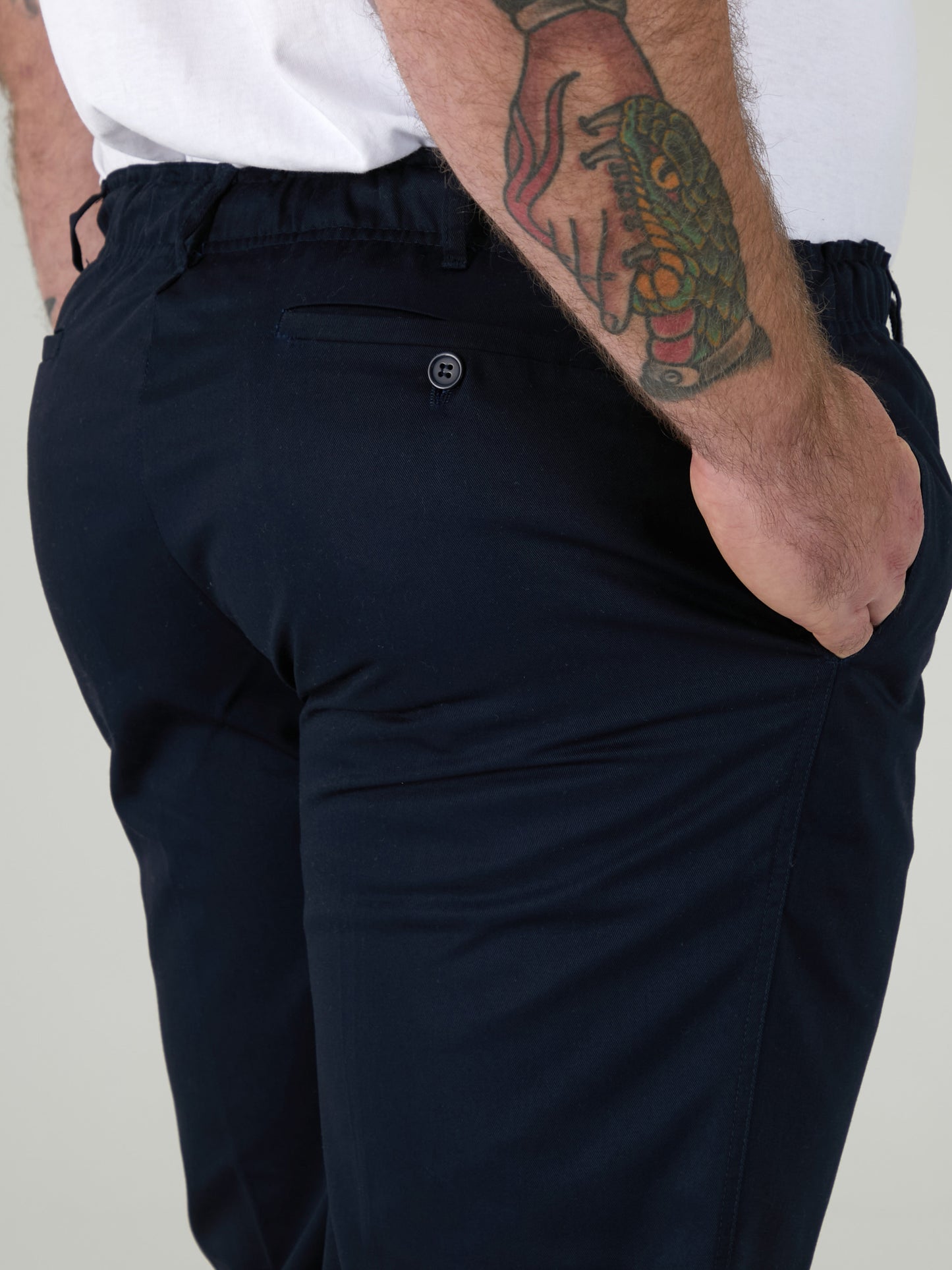 BASILIO -D555 Navy Blue Full Elastic Waist Rugby Trouser