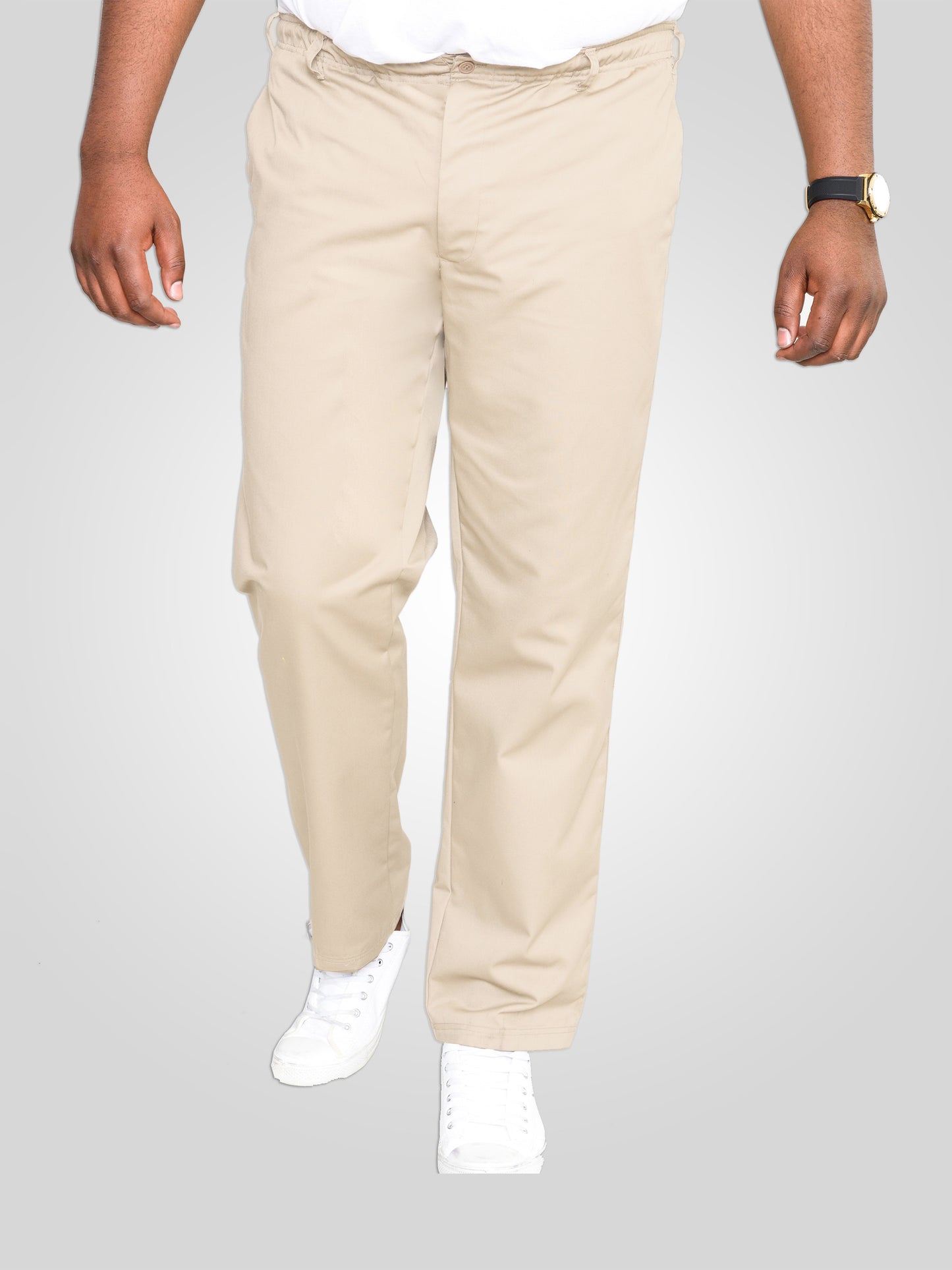 BASILIO -D555 Stone Full Elastic Waist Rugby Trouser