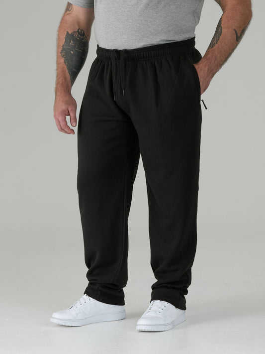 ALBERT -D555 Black Jogging Bottom with Open Hem and Zipper Pockets