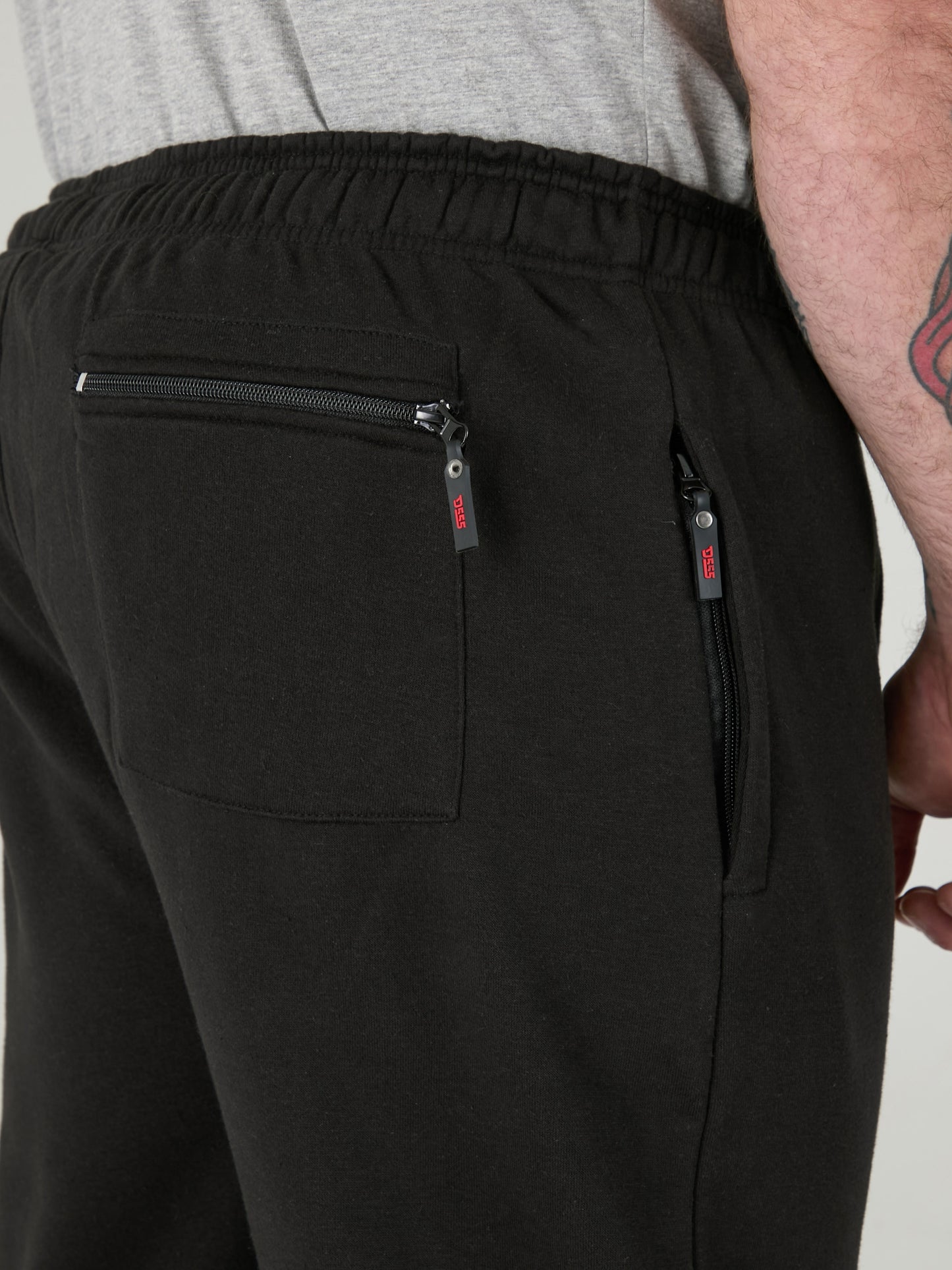 ALBERT -D555 Black Jogging Bottom with Open Hem and Zipper Pockets