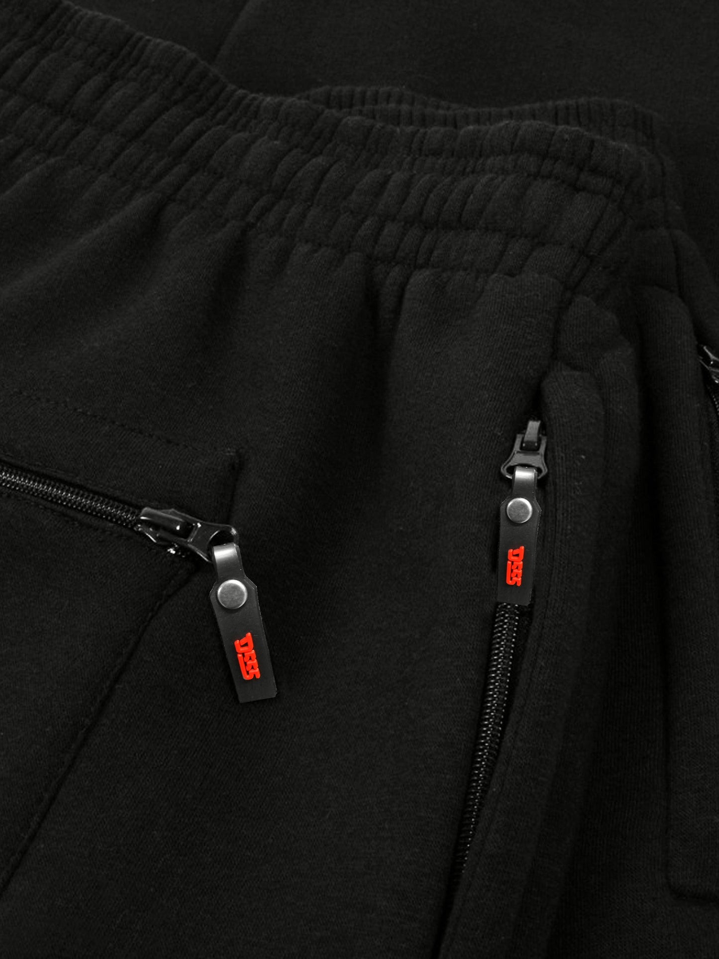 ALBERT -D555 Black Jogging Bottom with Open Hem and Zipper Pockets
