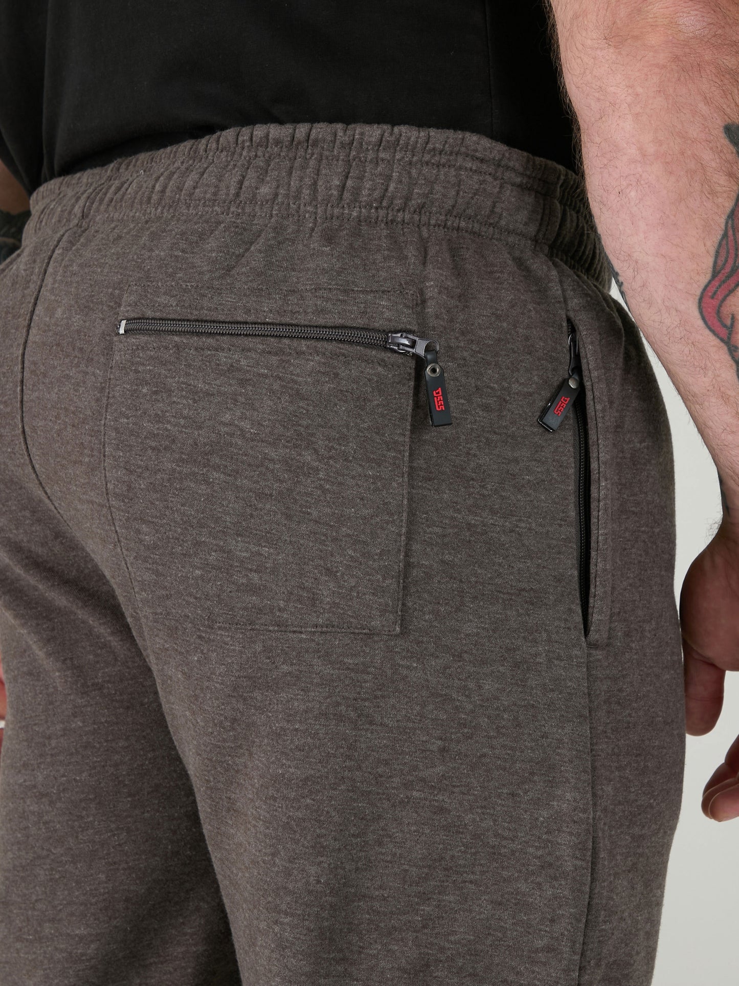 ALBERT -D555 Grey Jogging Bottom with Open Hem and Zipper Pockets