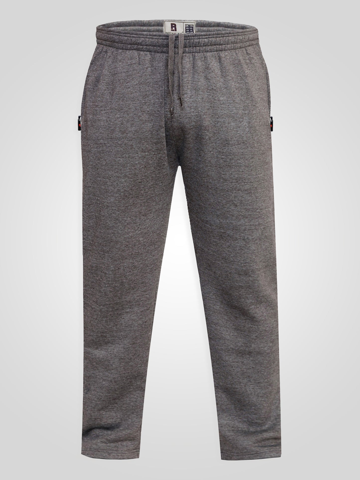 ALBERT -D555 Grey Jogging Bottom with Open Hem and Zipper Pockets