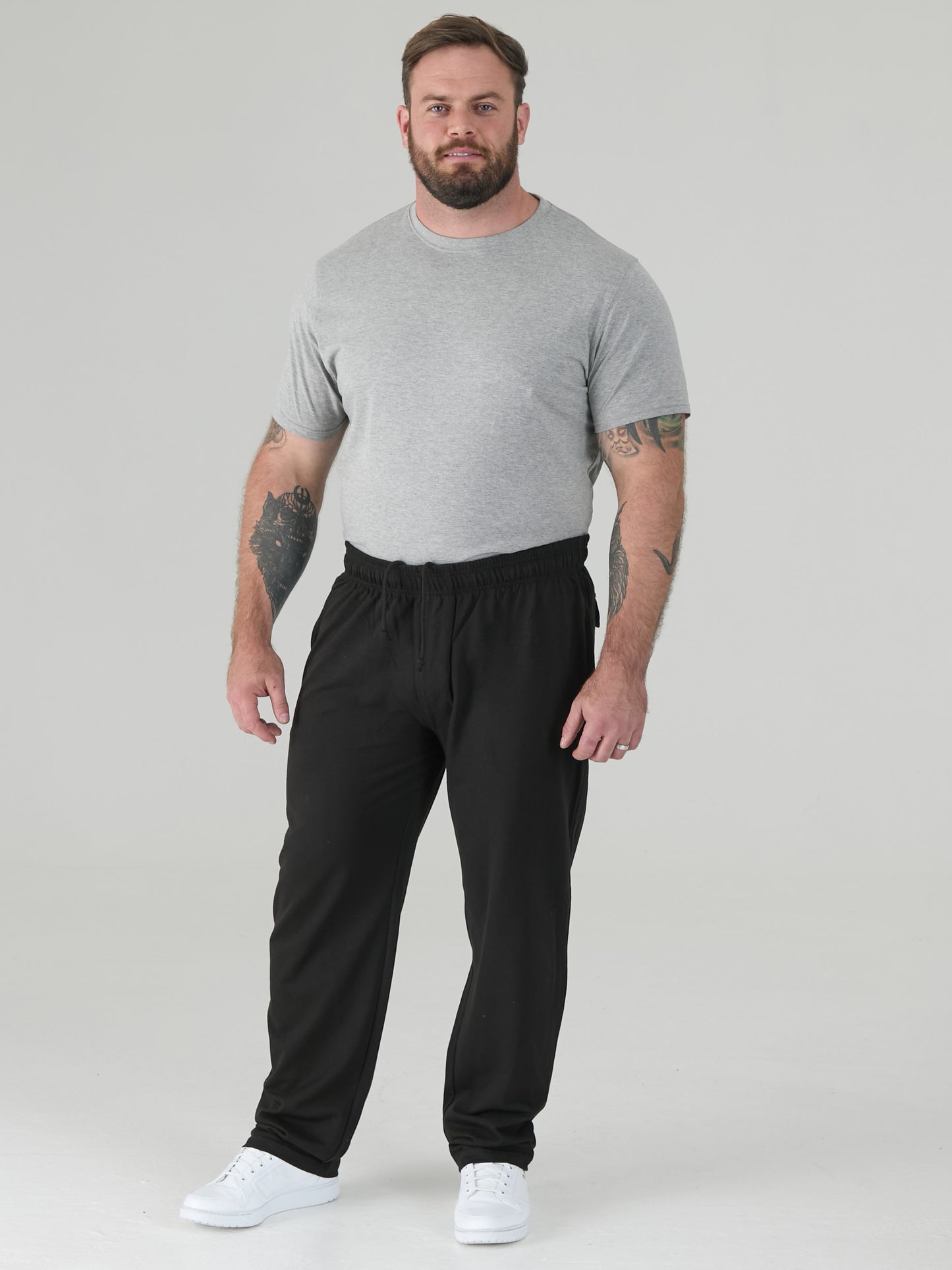 RORY -D555 Black Cotton Jogging Bottom with Open Hem and Zipper Pockets
