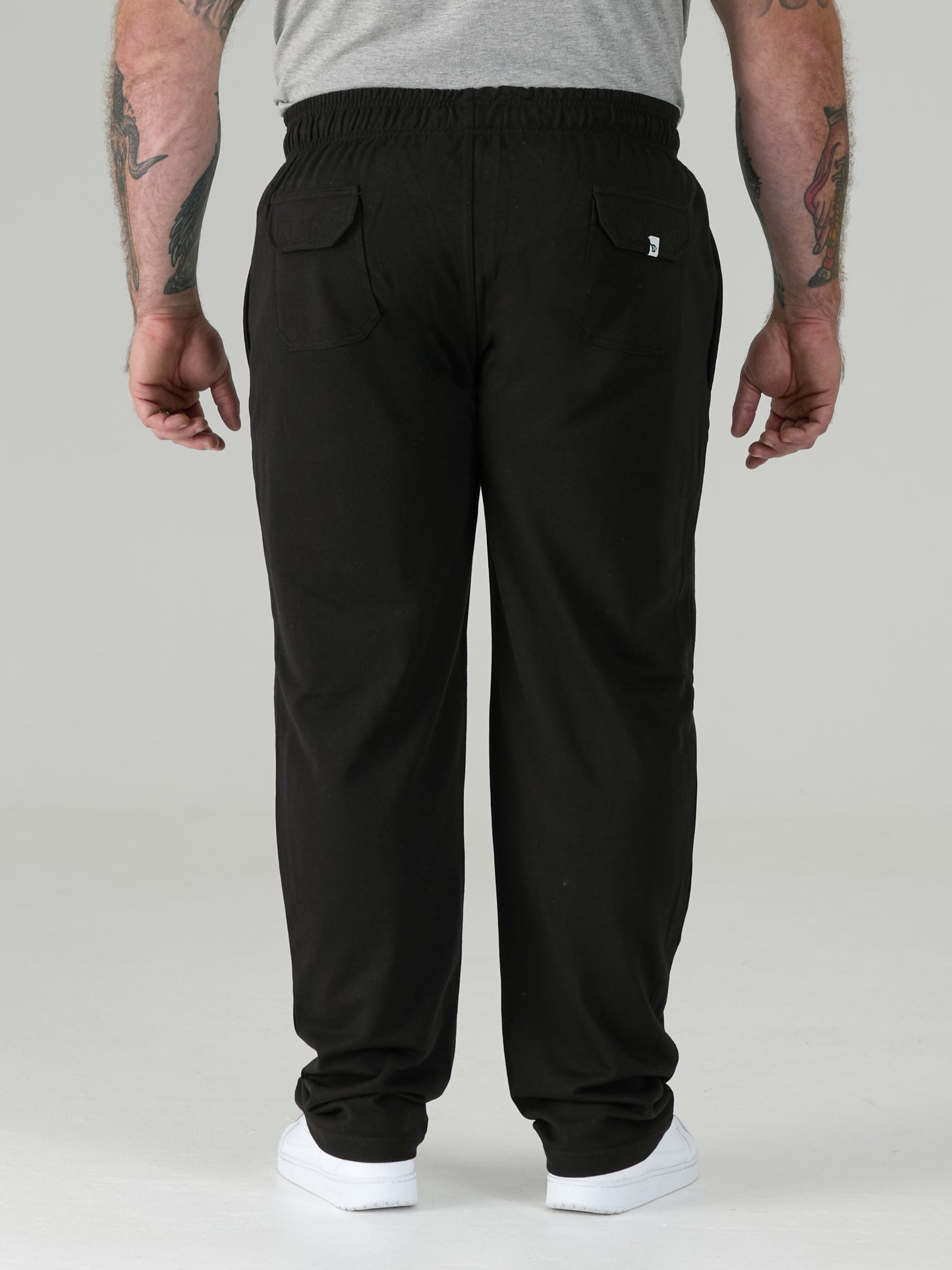 RORY -D555 Black Cotton Jogging Bottom with Open Hem and Zipper Pockets
