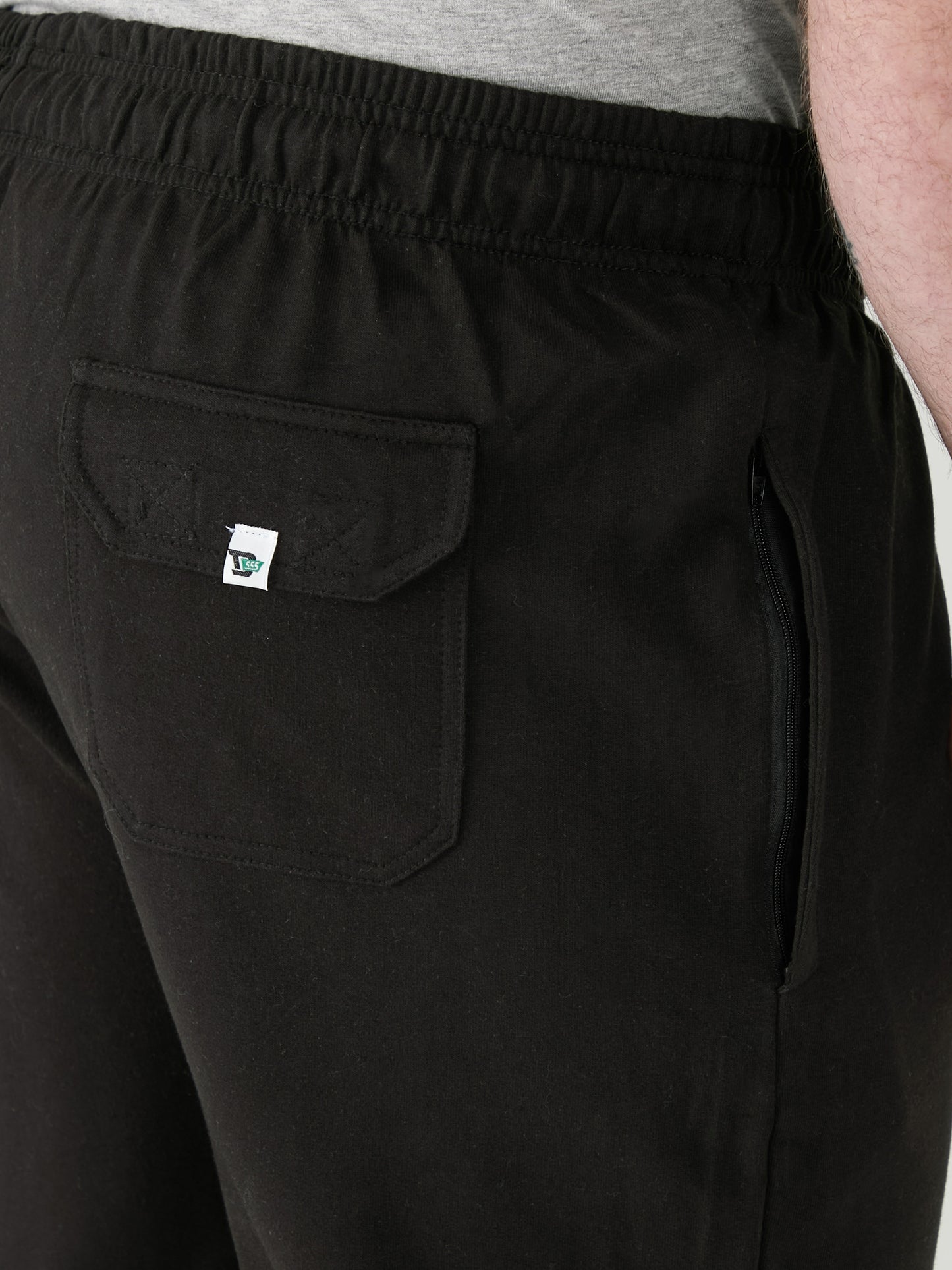 RORY -D555 Black Cotton Jogging Bottom with Open Hem and Zipper Pockets