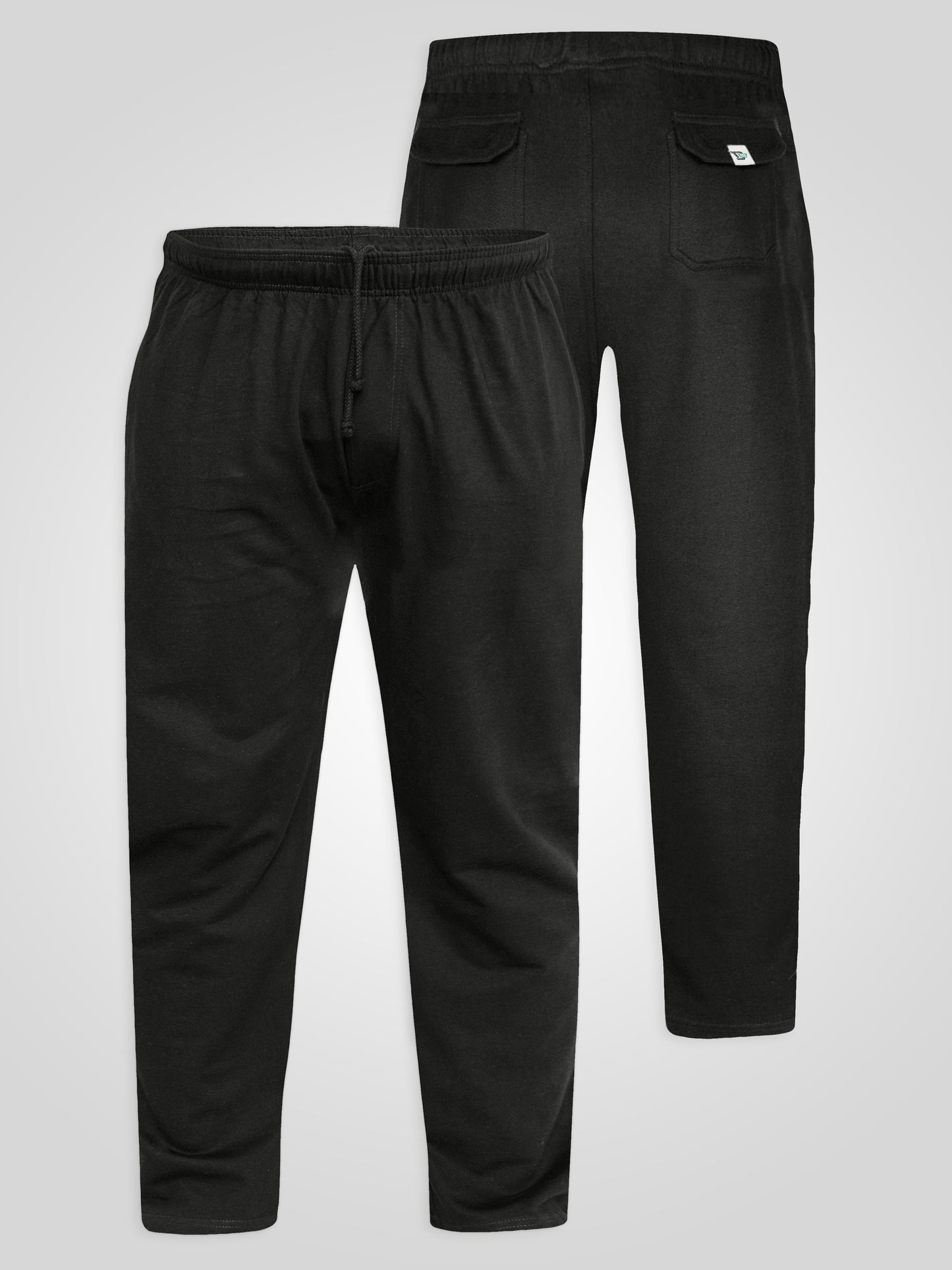 RORY -D555 Black Cotton Jogging Bottom with Open Hem and Zipper Pockets