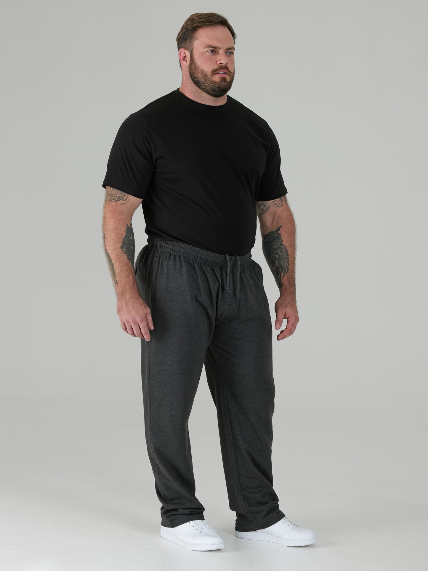 RORY -D555 Grey Cotton Jogging Bottom with Open Hem and Zipper Pockets