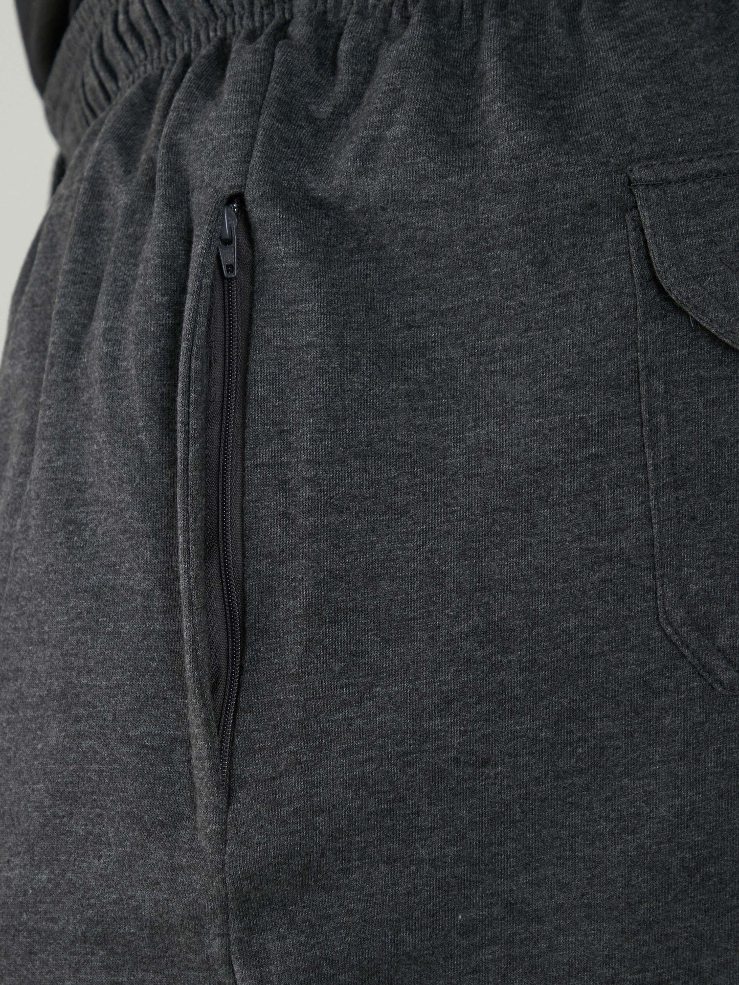 RORY -D555 Grey Cotton Jogging Bottom with Open Hem and Zipper Pockets