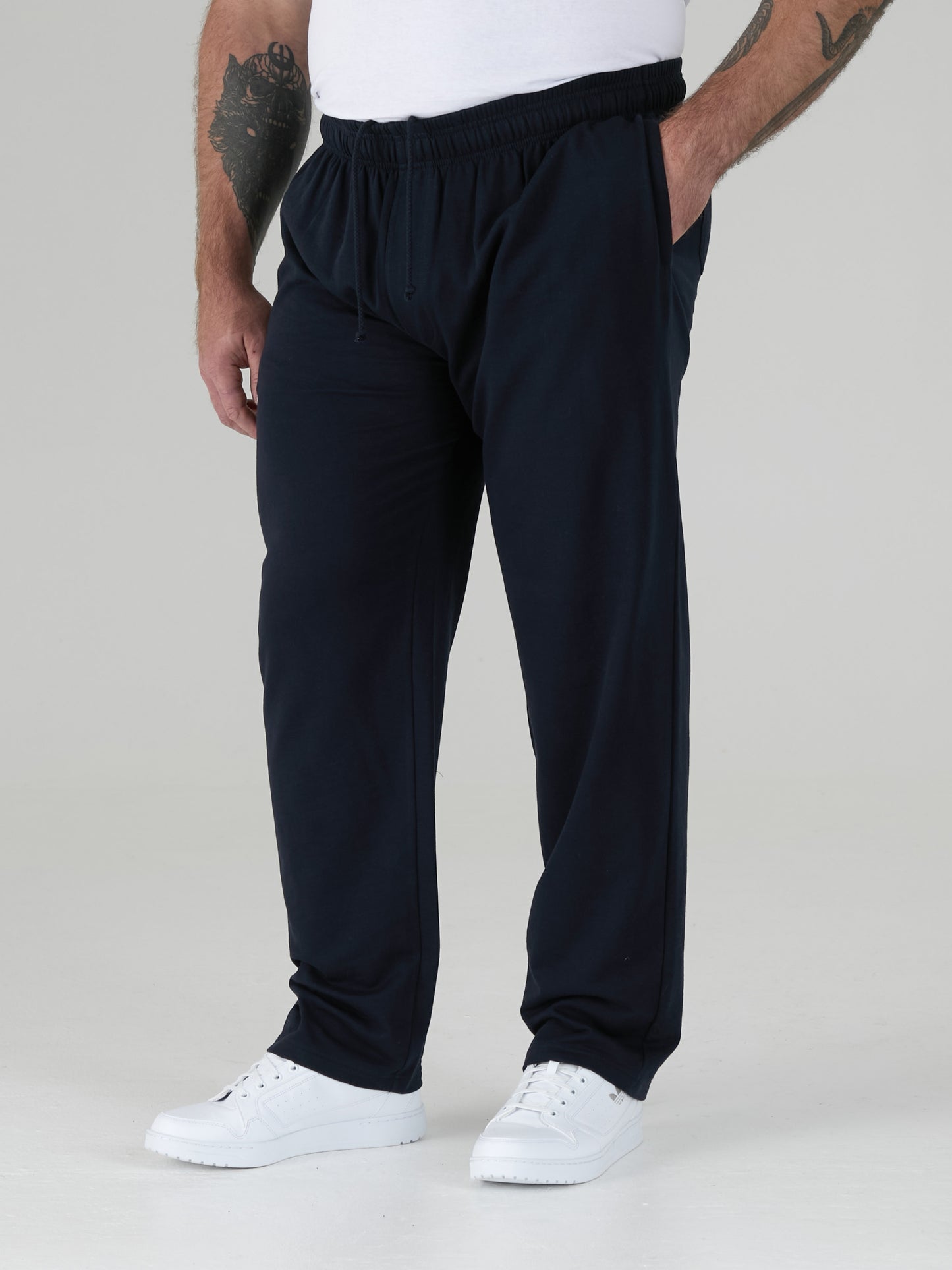 RORY -D555 Navy Blue Cotton Jogging Bottom with Open Hem and Zipper Pockets