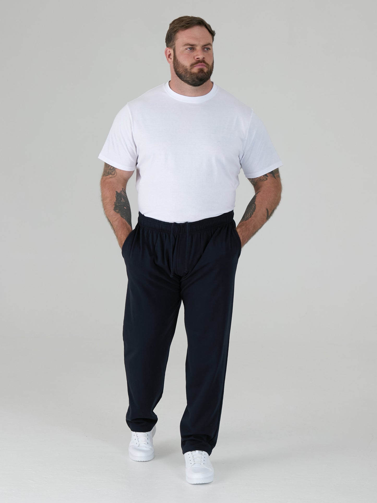 RORY -D555 Navy Blue Cotton Jogging Bottom with Open Hem and Zipper Pockets
