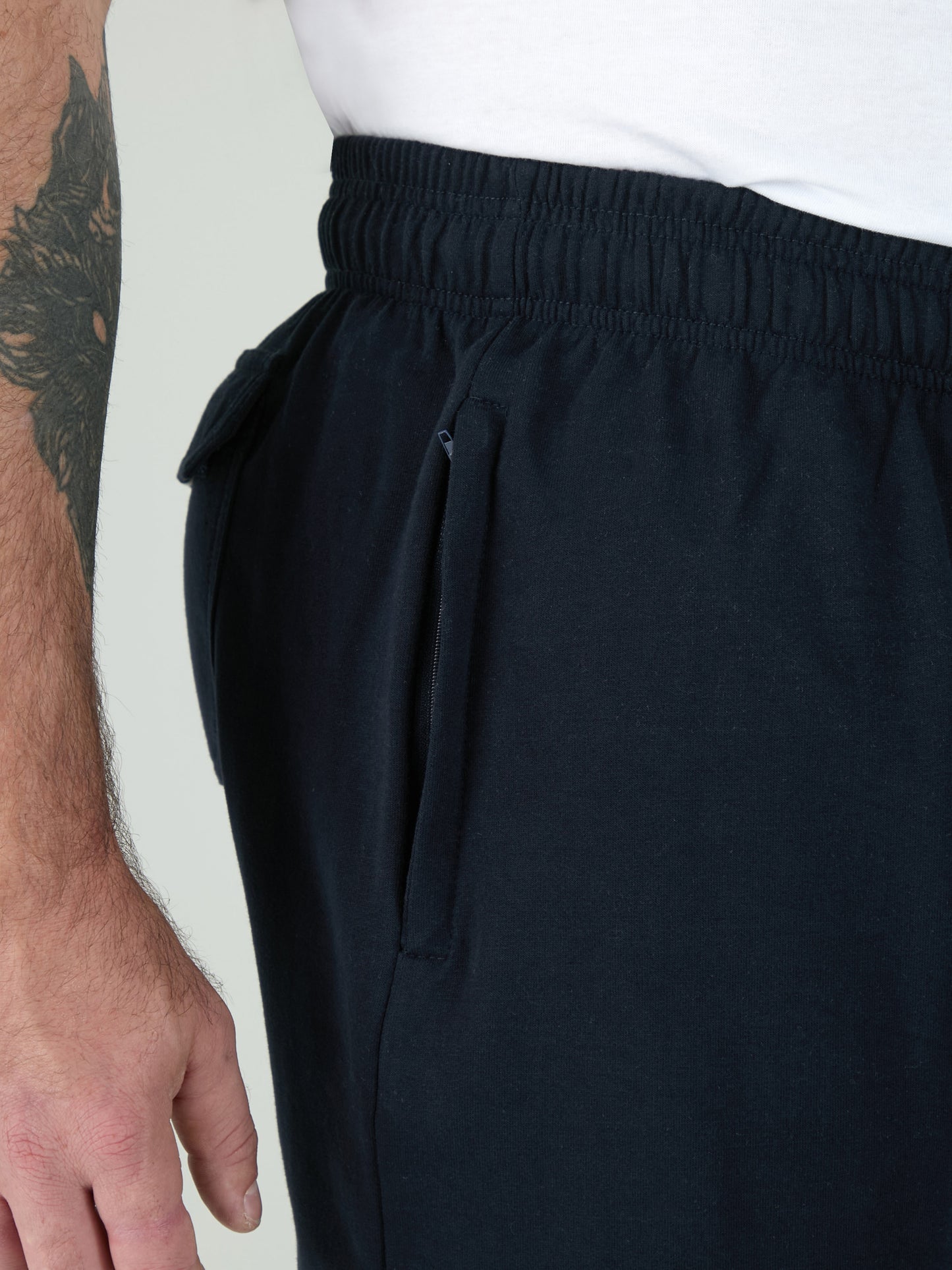 RORY -D555 Navy Blue Cotton Jogging Bottom with Open Hem and Zipper Pockets