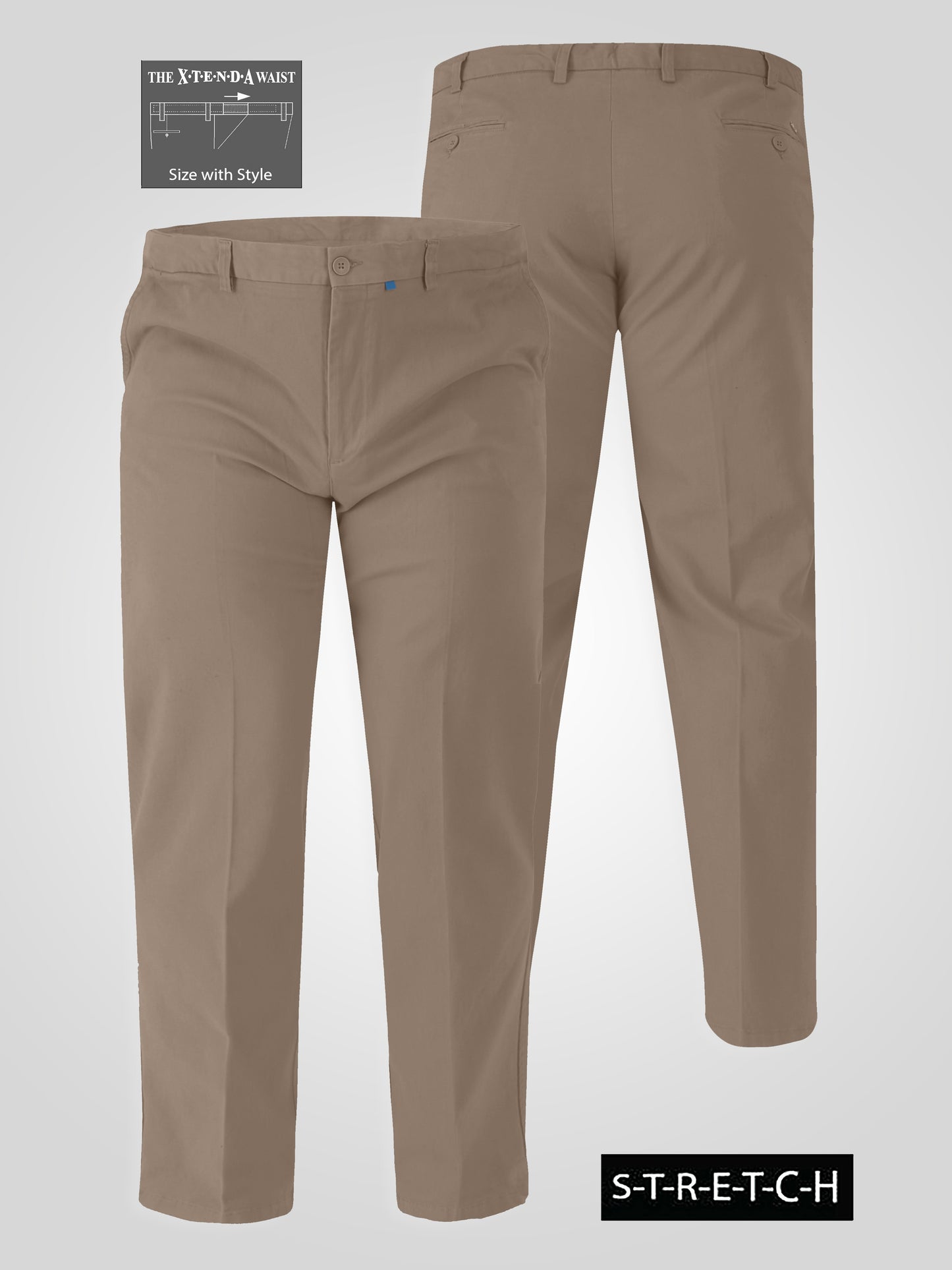 BRUNO -D555 Stone Stretch Chino Pant with Xtenda Waist