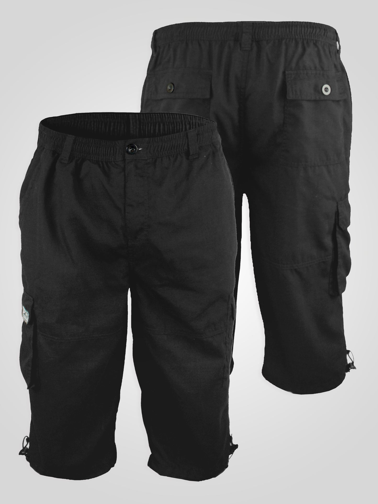 MASON -D555 Black Cargo Capri Pant with Leg Pockets