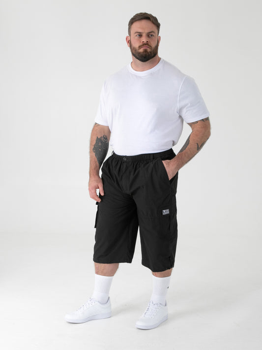 MASON -D555 Black Cargo Capri Pant with Leg Pockets