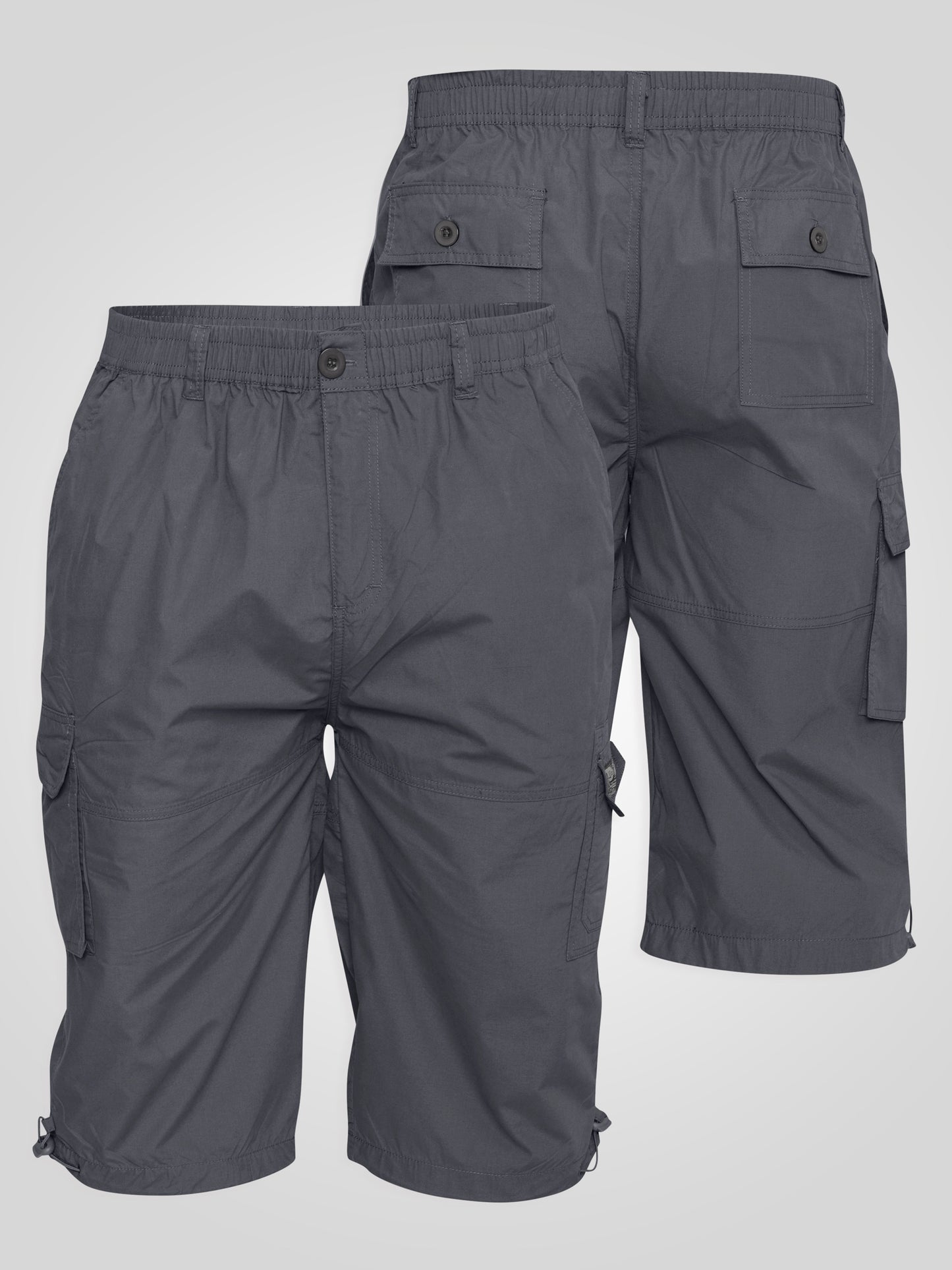 MASON -D555 Dark Grey Cargo Capri Pant with Leg Pockets
