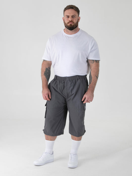 MASON -D555 Dark Grey Cargo Capri Pant with Leg Pockets