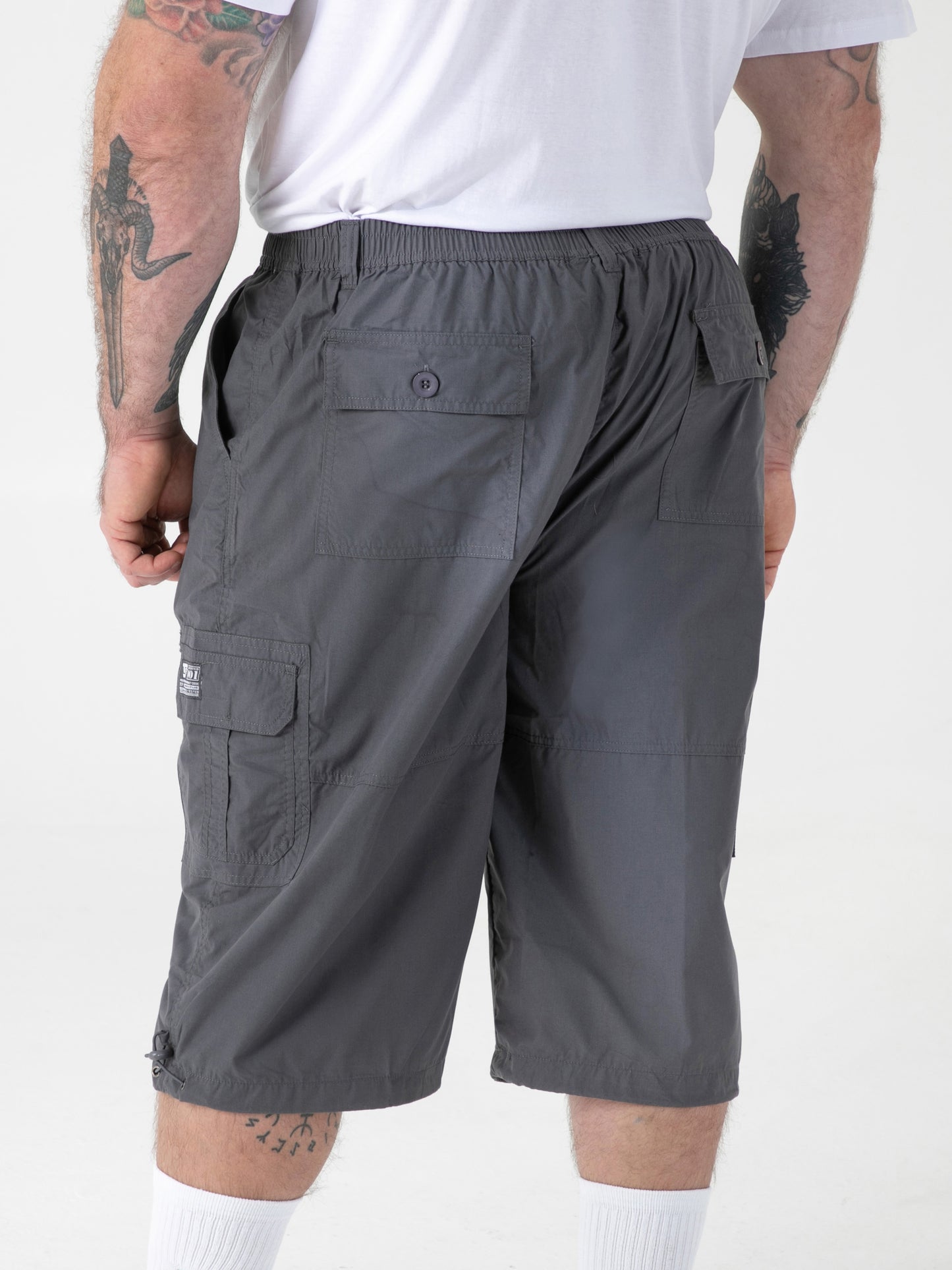 MASON -D555 Dark Grey Cargo Capri Pant with Leg Pockets