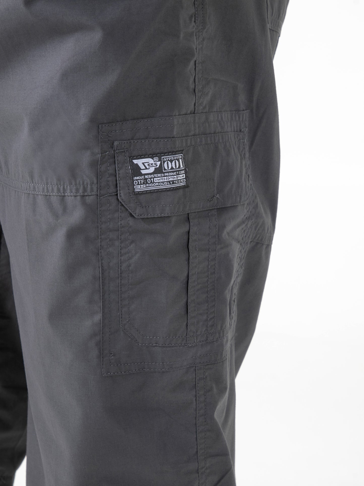 MASON -D555 Dark Grey Cargo Capri Pant with Leg Pockets