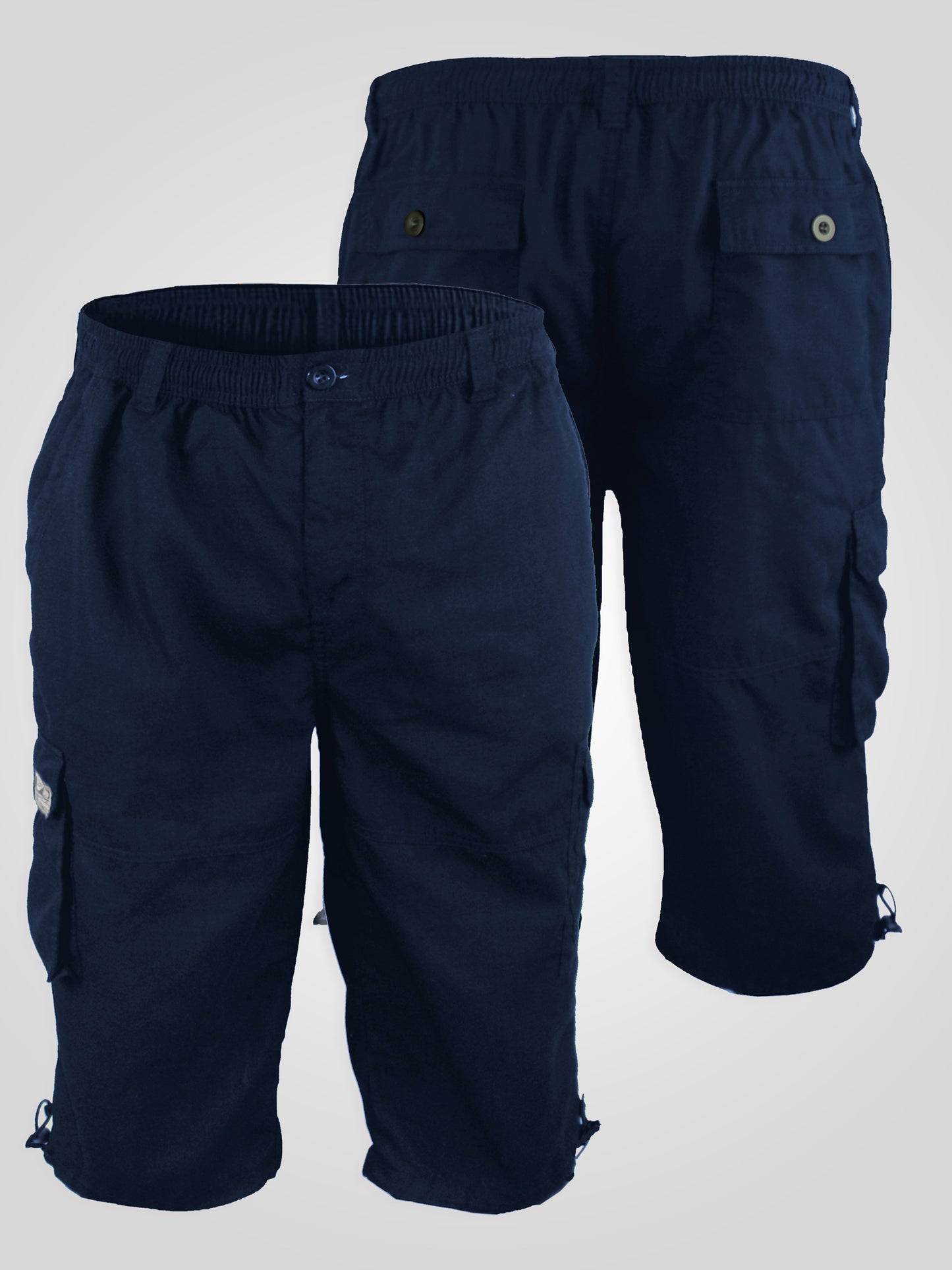 MASON -D555 Navy Blue Cargo Capri Pant with Leg Pockets