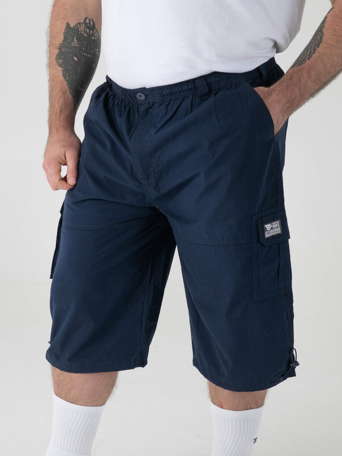MASON -D555 Navy Blue Cargo Capri Pant with Leg Pockets