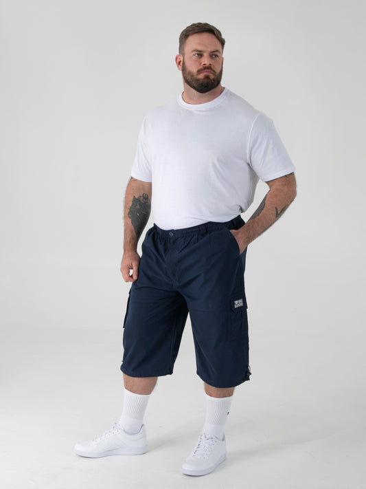 MASON -D555 Navy Blue Cargo Capri Pant with Leg Pockets