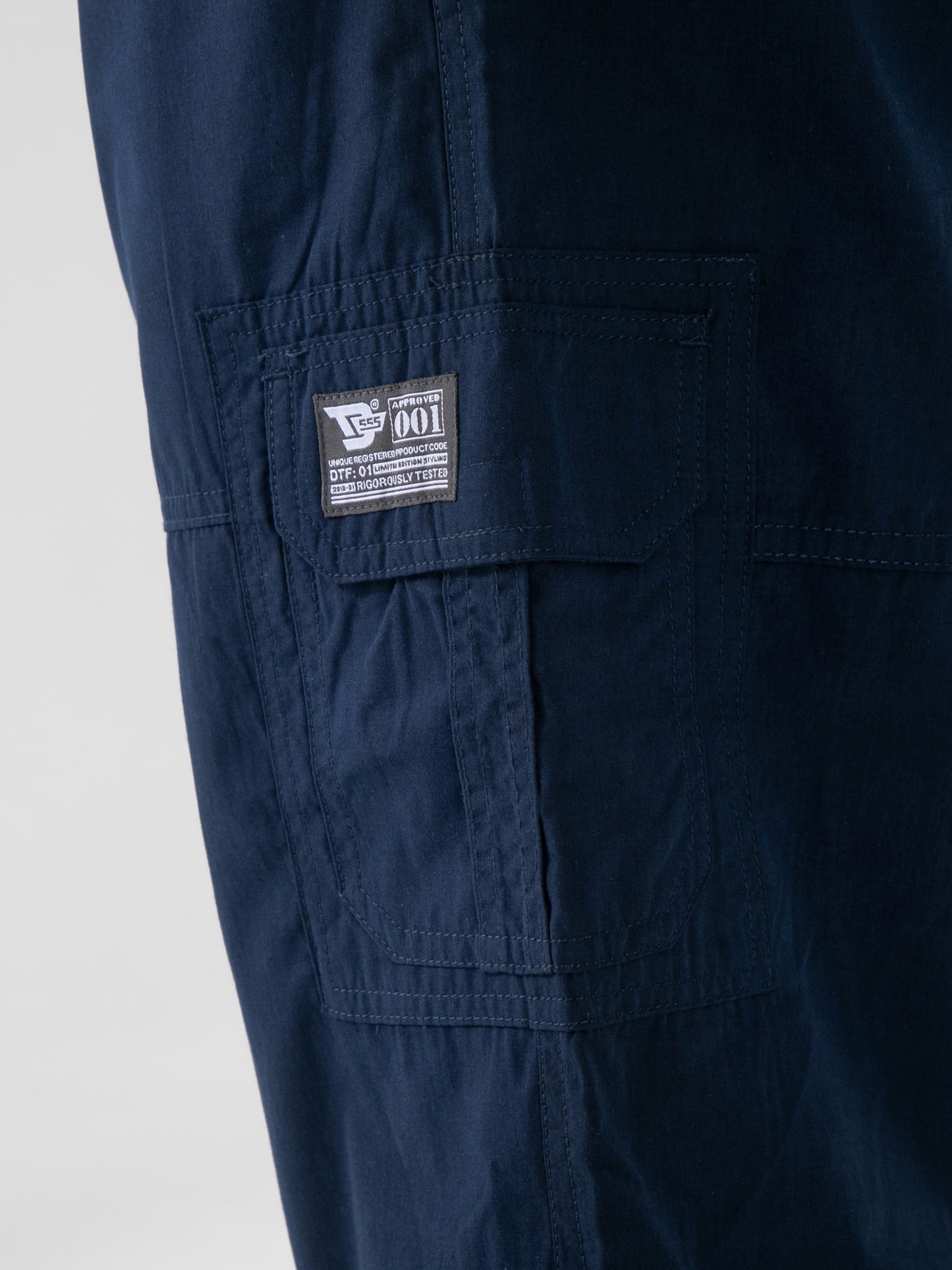 MASON -D555 Navy Blue Cargo Capri Pant with Leg Pockets