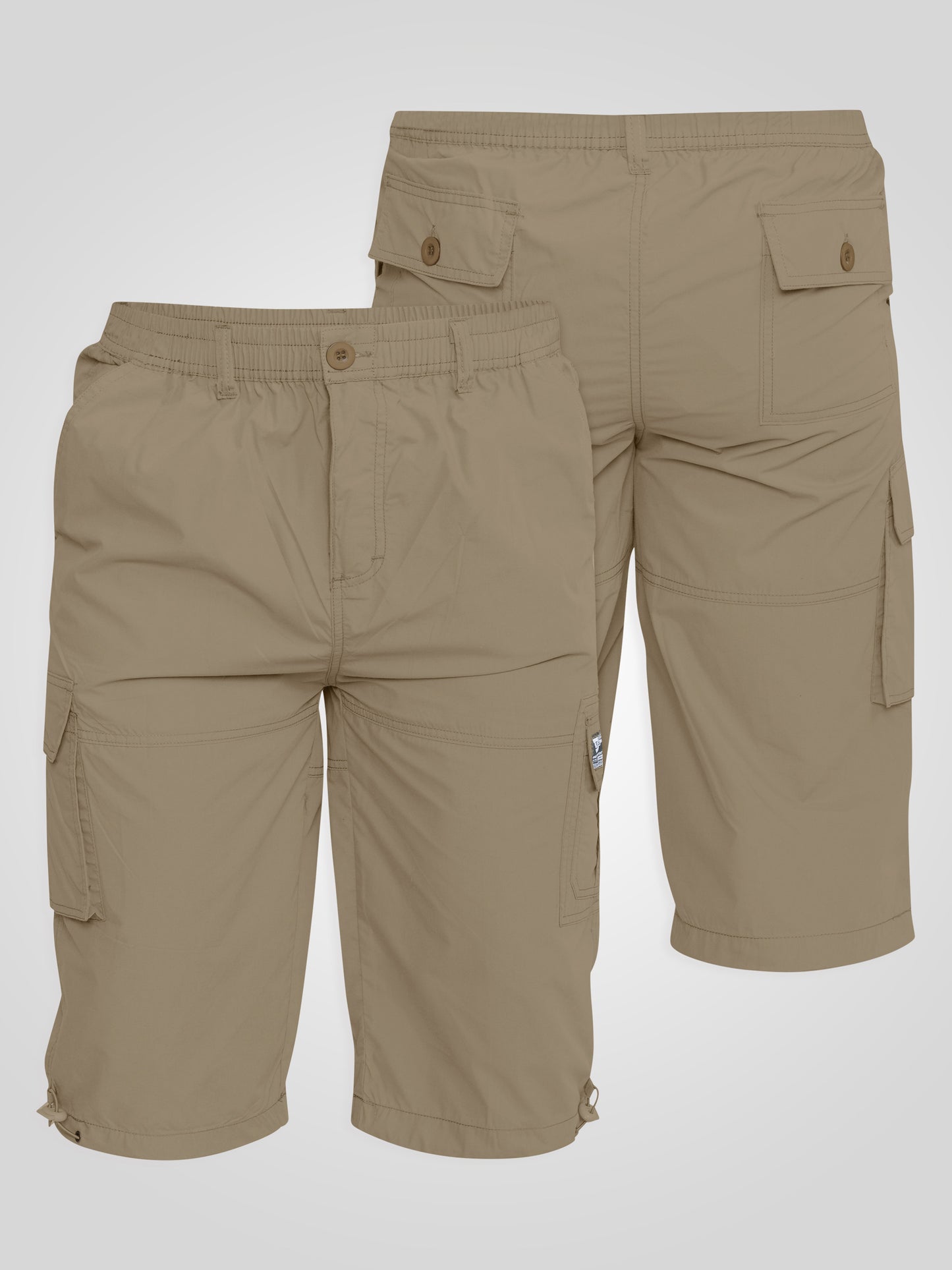 MASON -D555 Stone Cargo Capri Pant with Leg Pockets